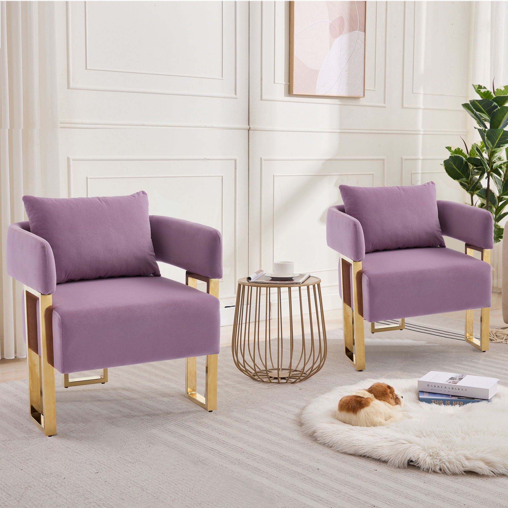 Modern Decorative Chair Teddy Fleece Upholstered And Metal Foot - Best Buy Furniture