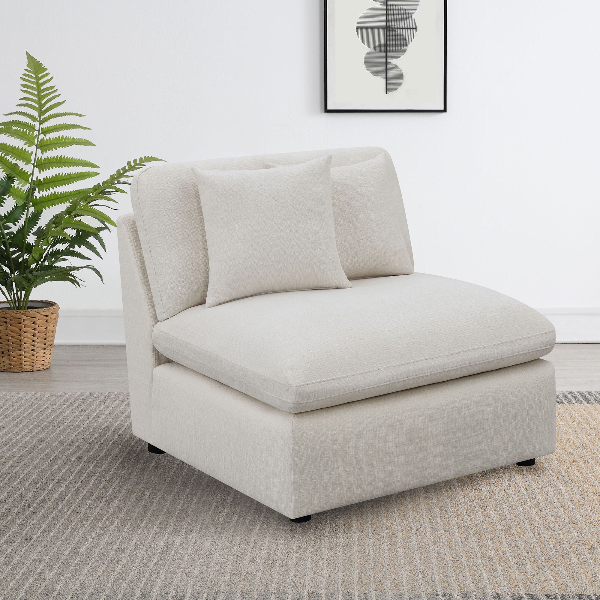 Greeley - Upholstered Armless Chair - Warm Gray