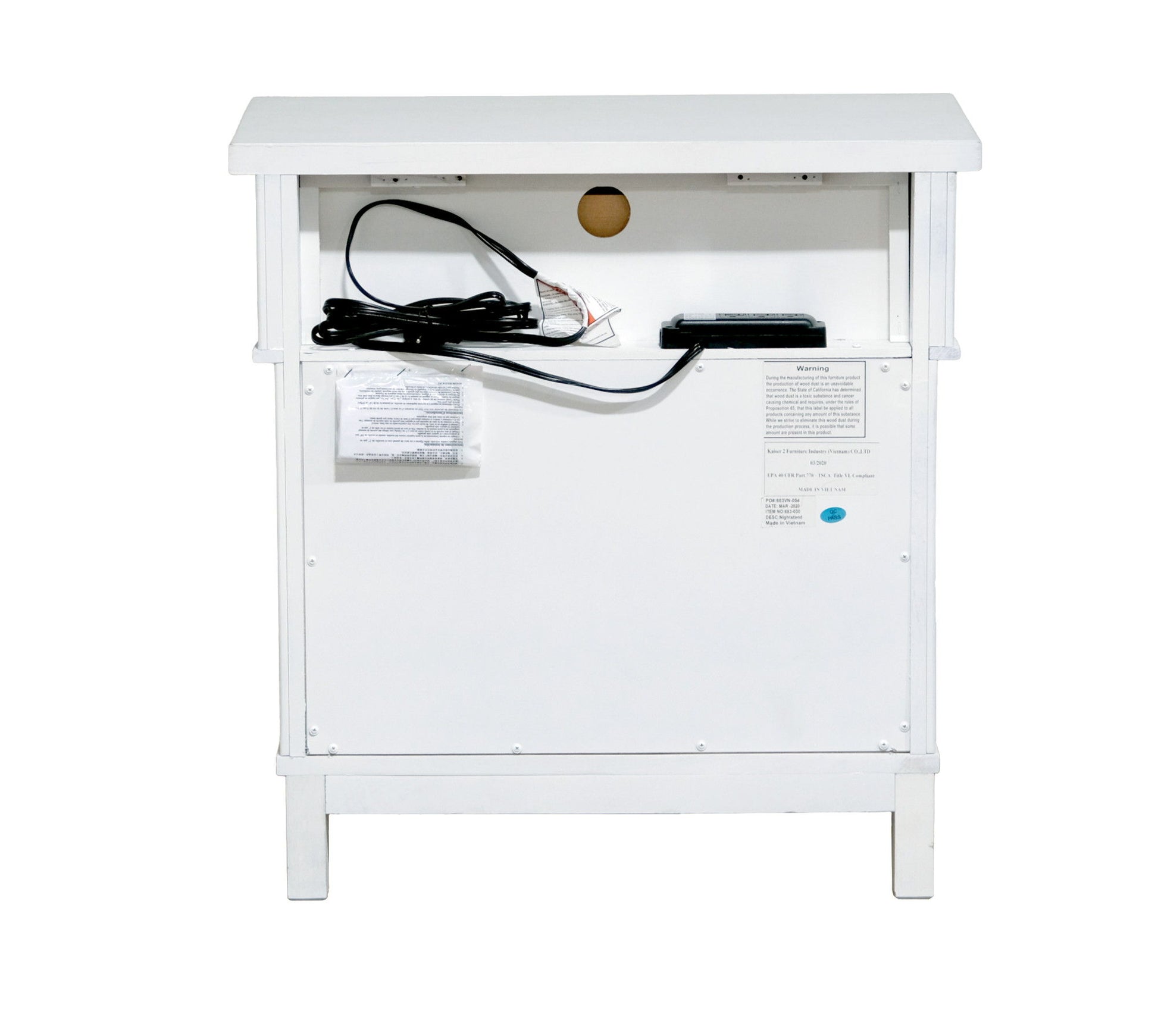 Coastal 3 Drawer Nightstand - White - Best Buy Furniture