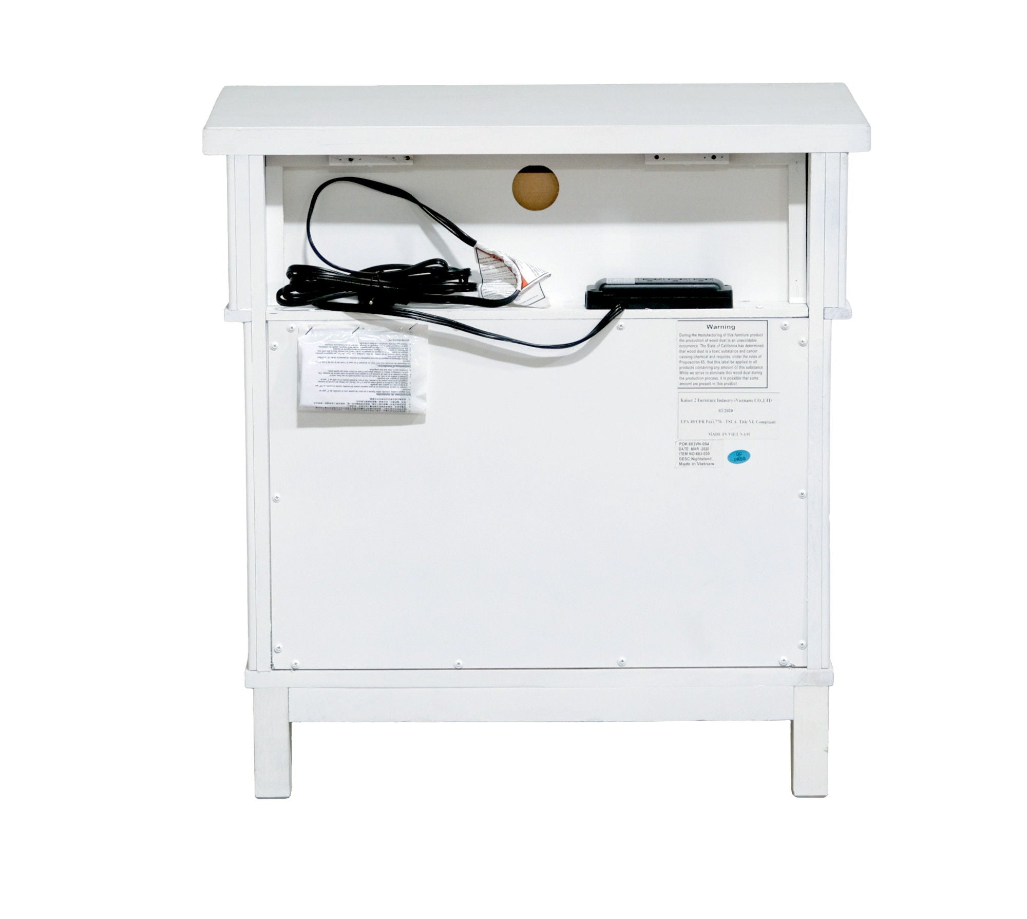 Coastal 3 Drawer Nightstand - White - Best Buy Furniture