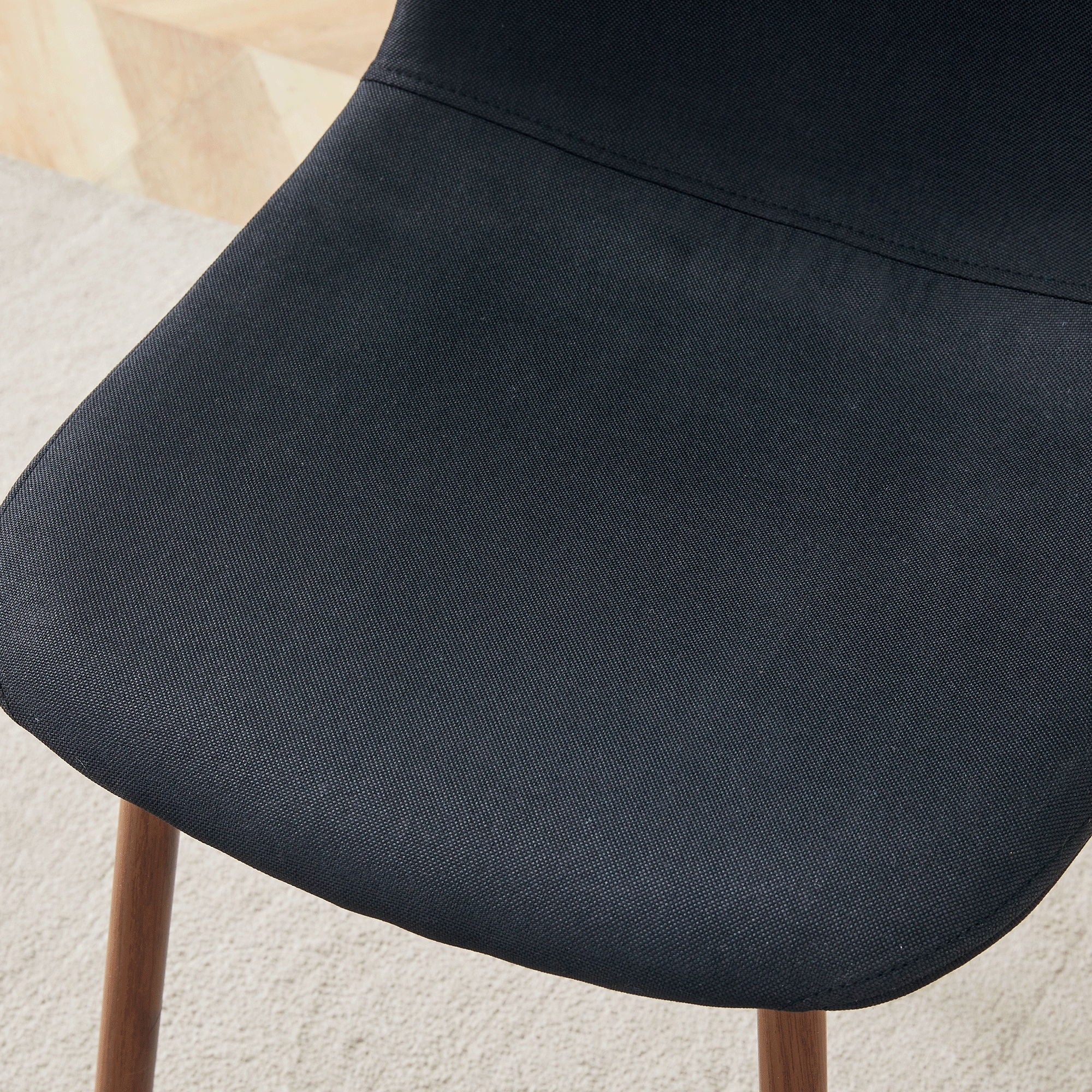Luxury Simple Chair (Set of 4) Linen Cotton High Resilience Dining Chair With Metal Color Leg - Black / Walnut