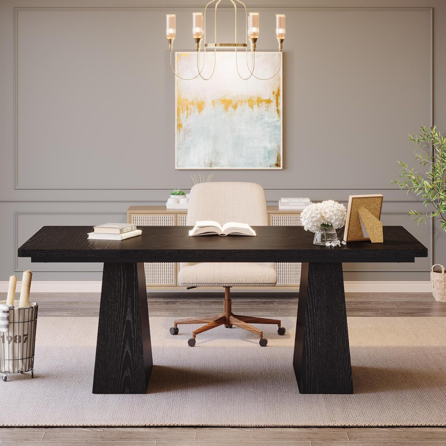 Executive Desk, Workstation With Double Pedestal For Home Office