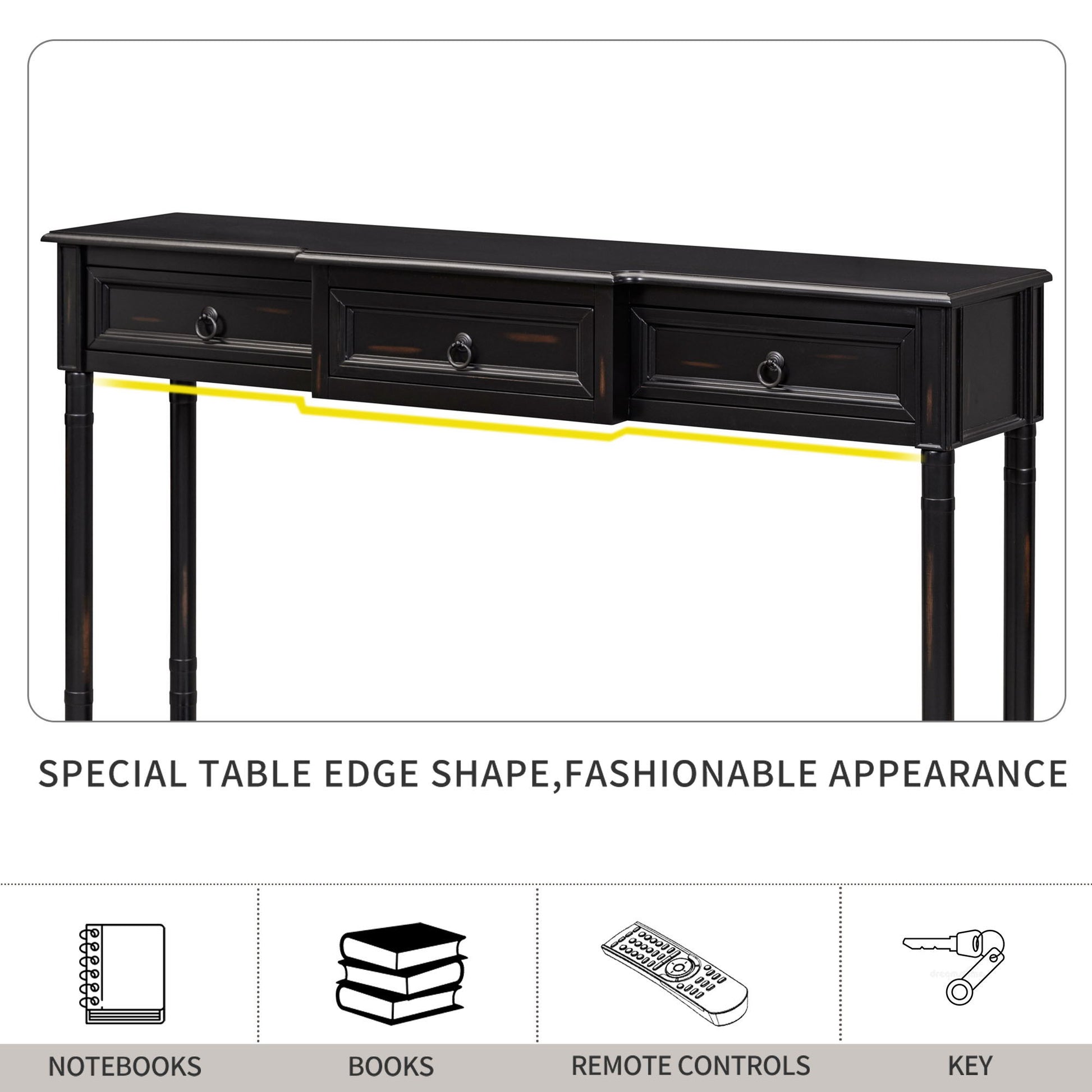 Console Table Sofa Table With Drawers For Entryway With Projecting Drawers And Long Shelf - Best Buy Furniture