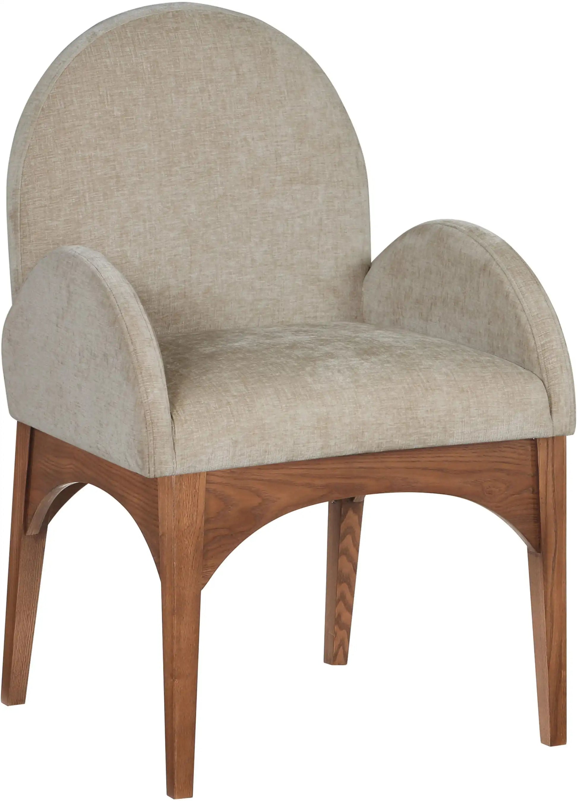 Waldorf - Chenille Dining Arm Chair With Brown Legs - Best Buy Furniture
