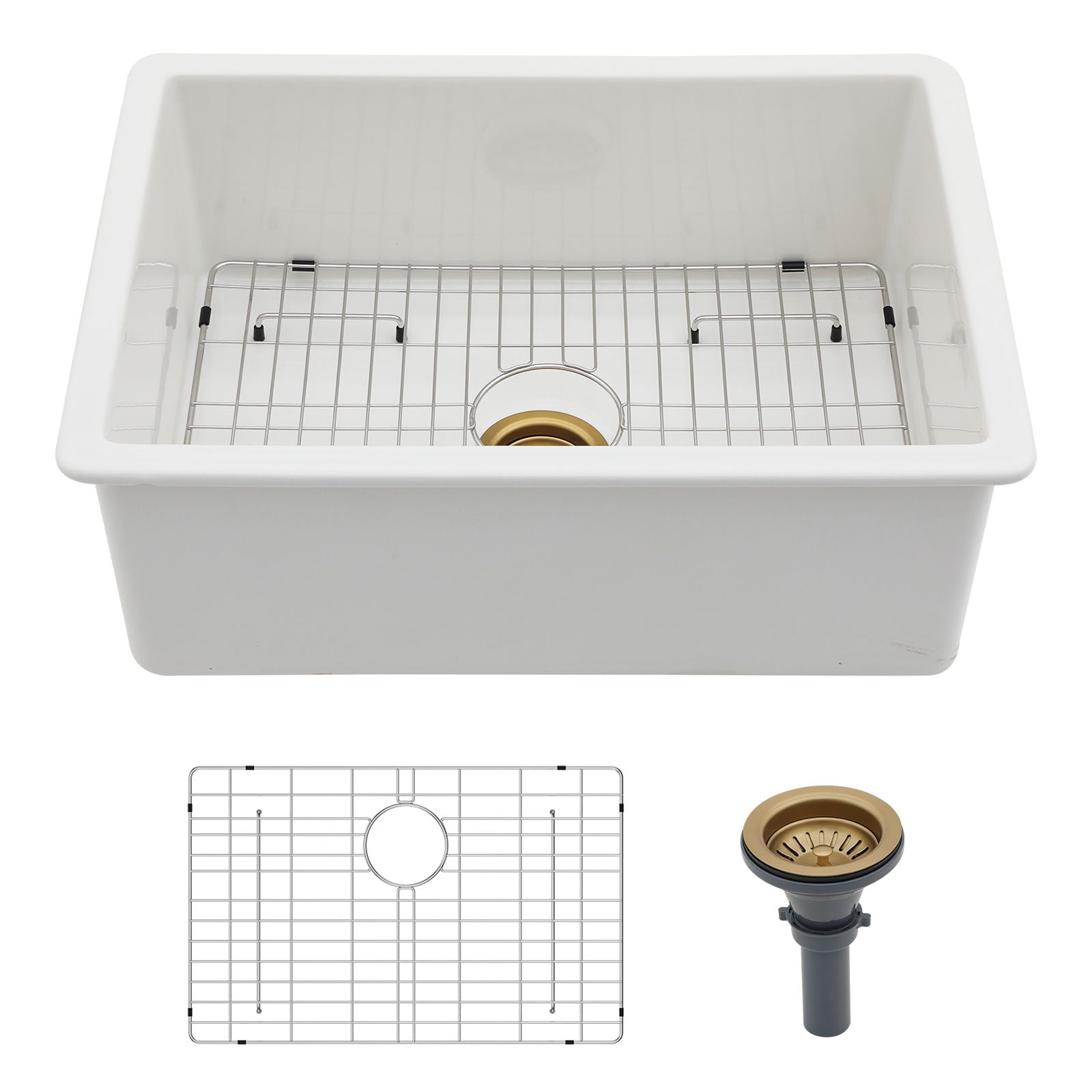Undermount Single Bowl Ceramic Kitchen Sink, Dual Mount