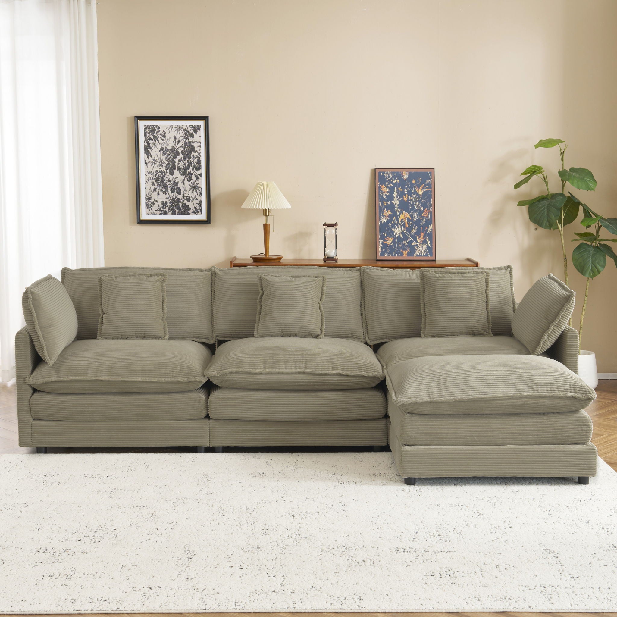 Modern Modular Sectional Sofa With Side Storage Pockets For Living Room