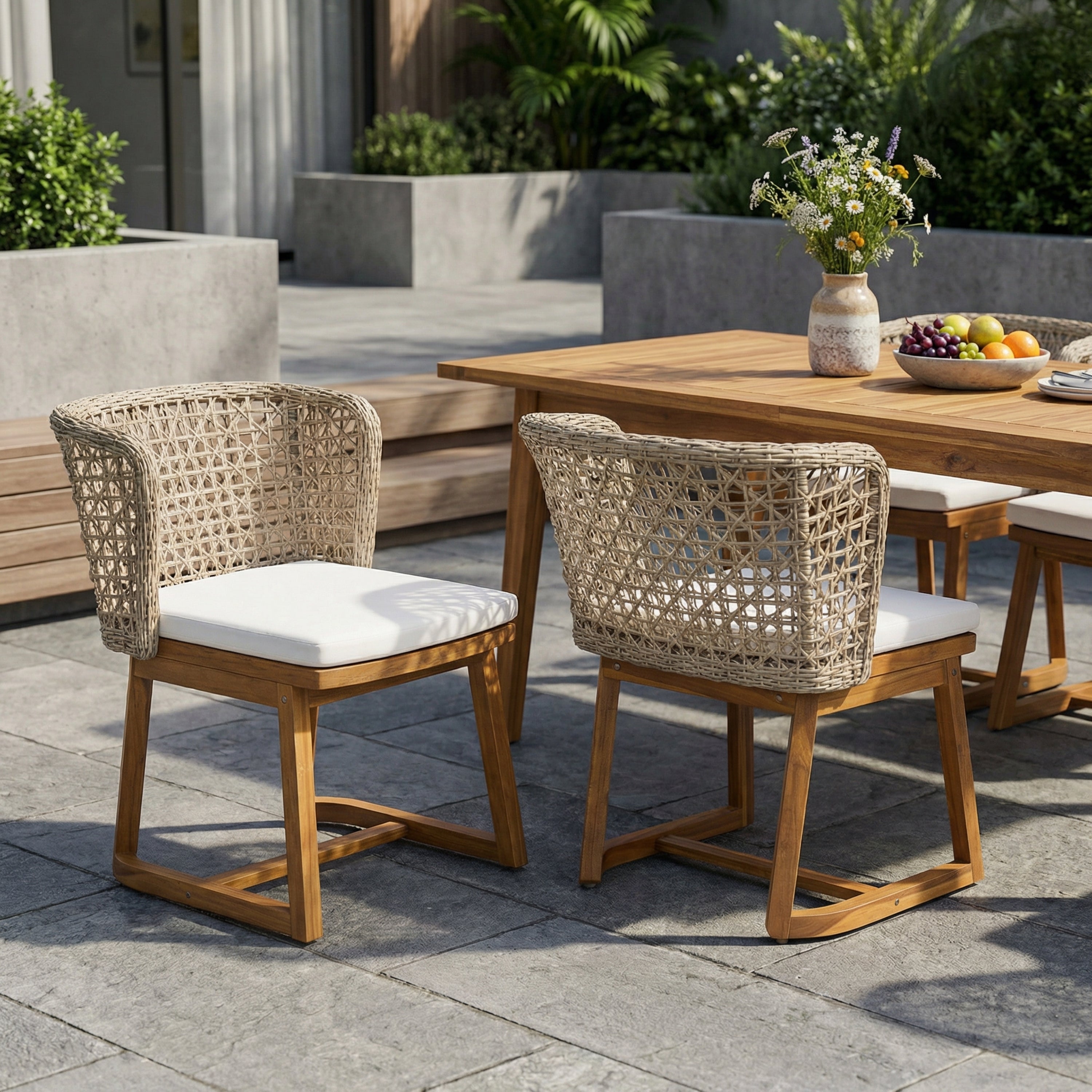 Outdoor Acacia Wood Dining Chairs (Set of 2)