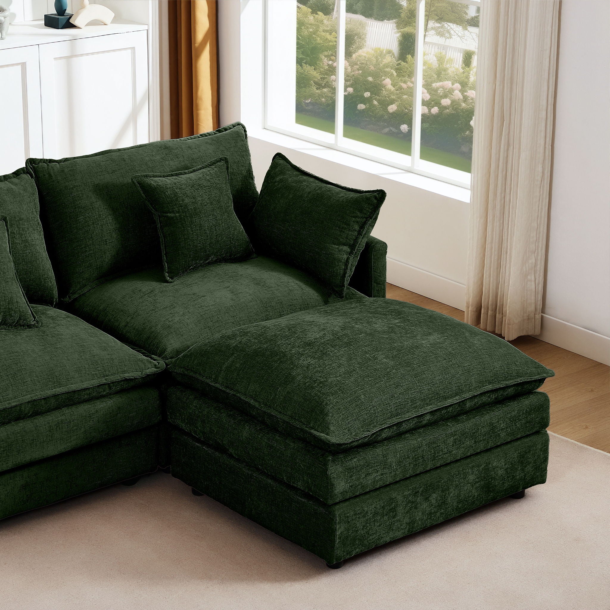 Modular L-Shaped Sectional Sofa With Movable Ottoman