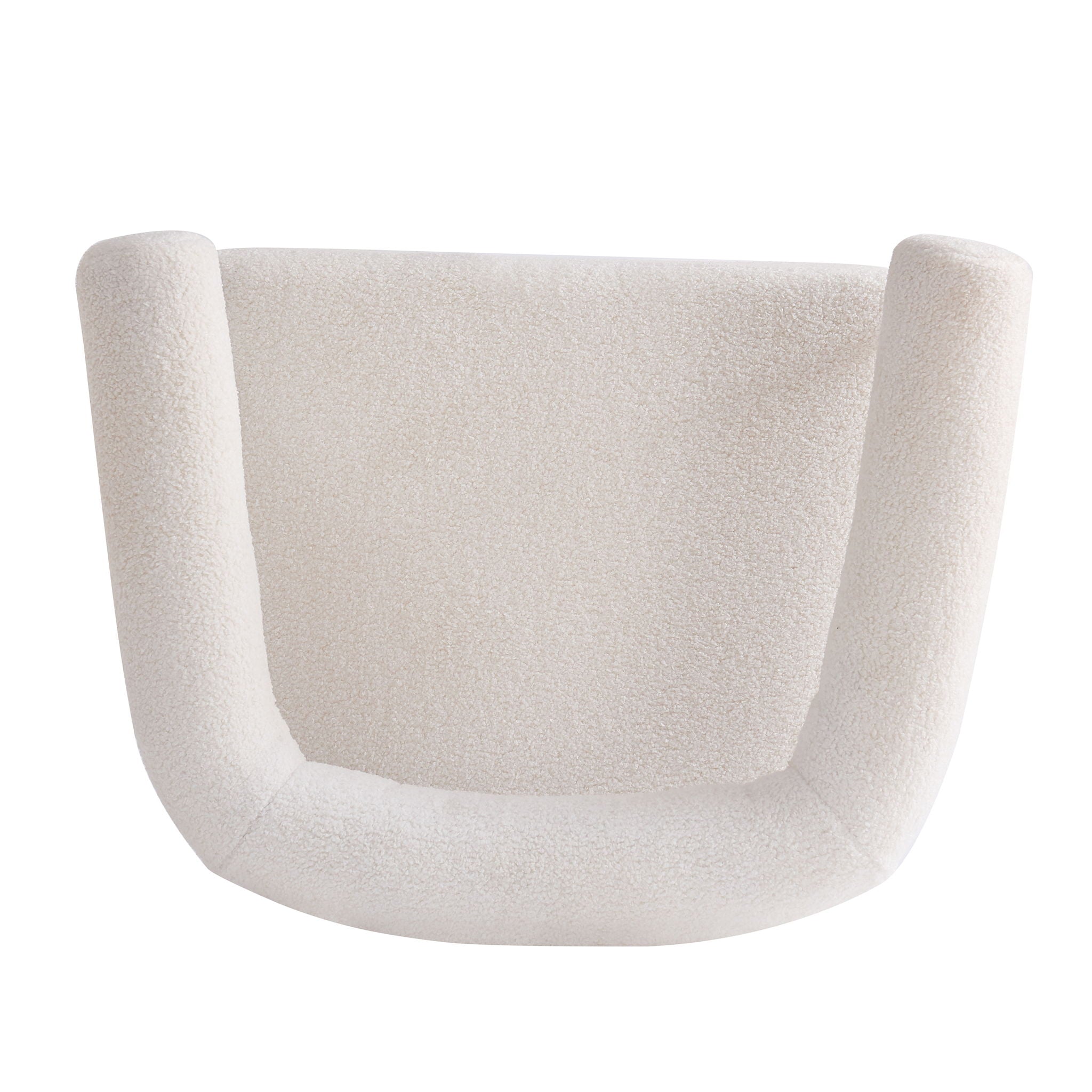 Modern Boucle Fabric Upholstered Accent Chair, Curved Armchair With Metal Frame - White