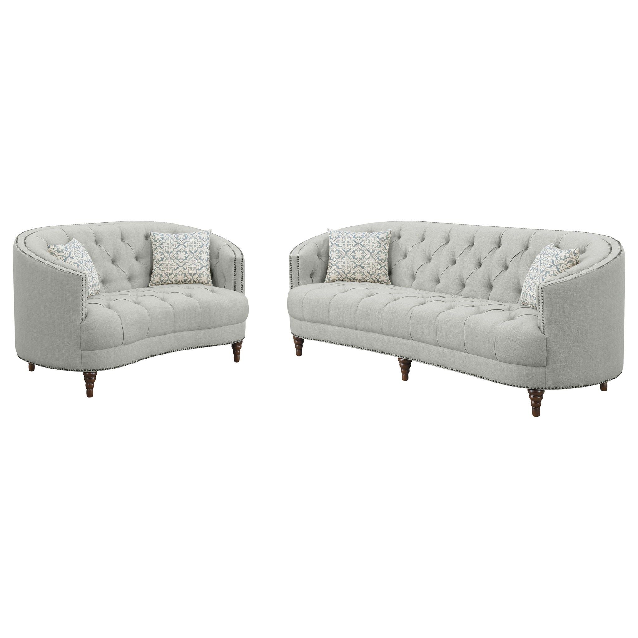 Veronica - Sofa And Loveseat 2 Piece Living Room Set - Gray