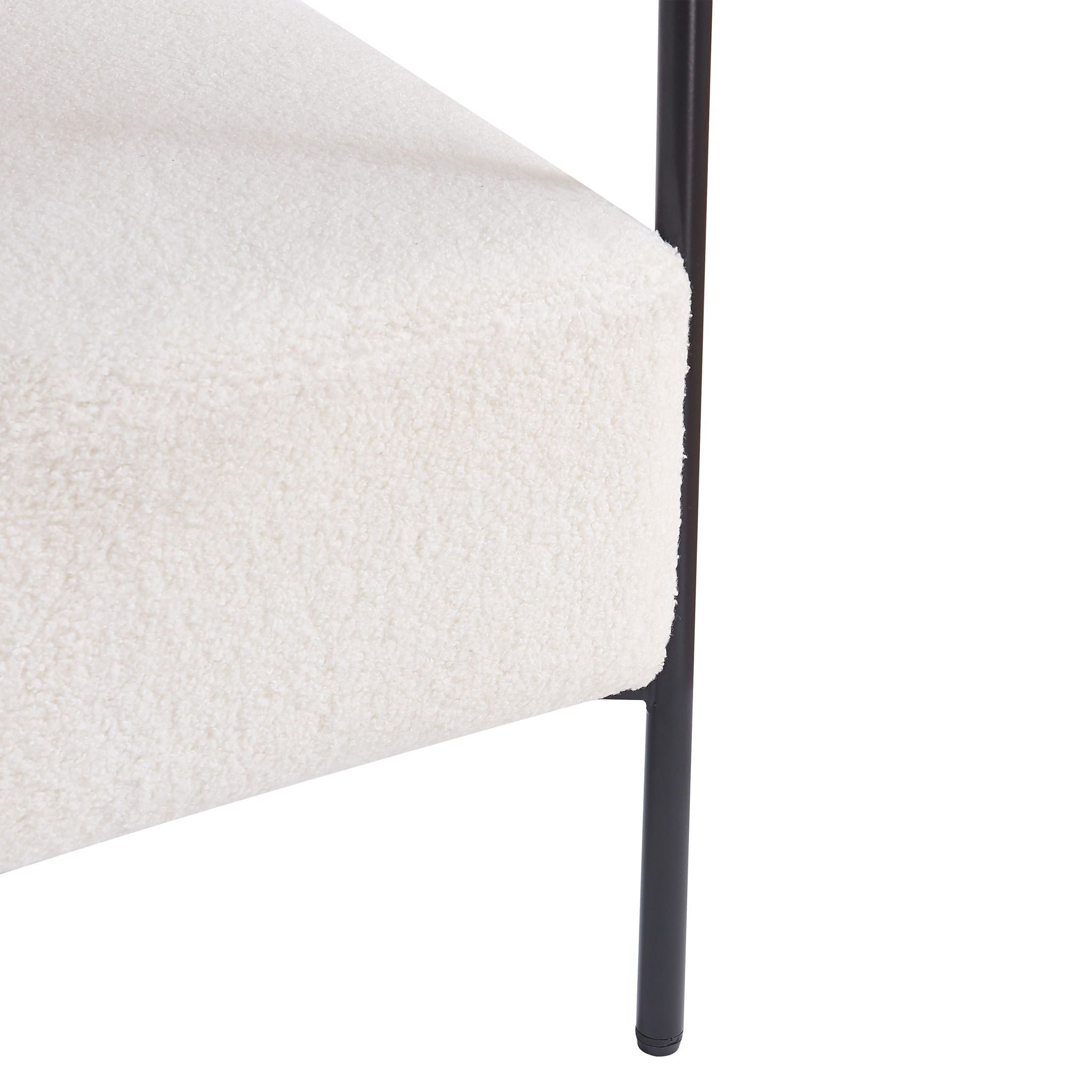 Modern Boucle Fabric Upholstered Accent Chair, Curved Armchair With Metal Frame - White