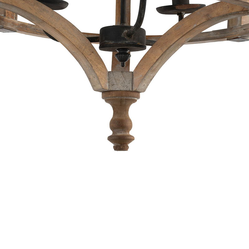 3 Light Wood Drum Chandelier