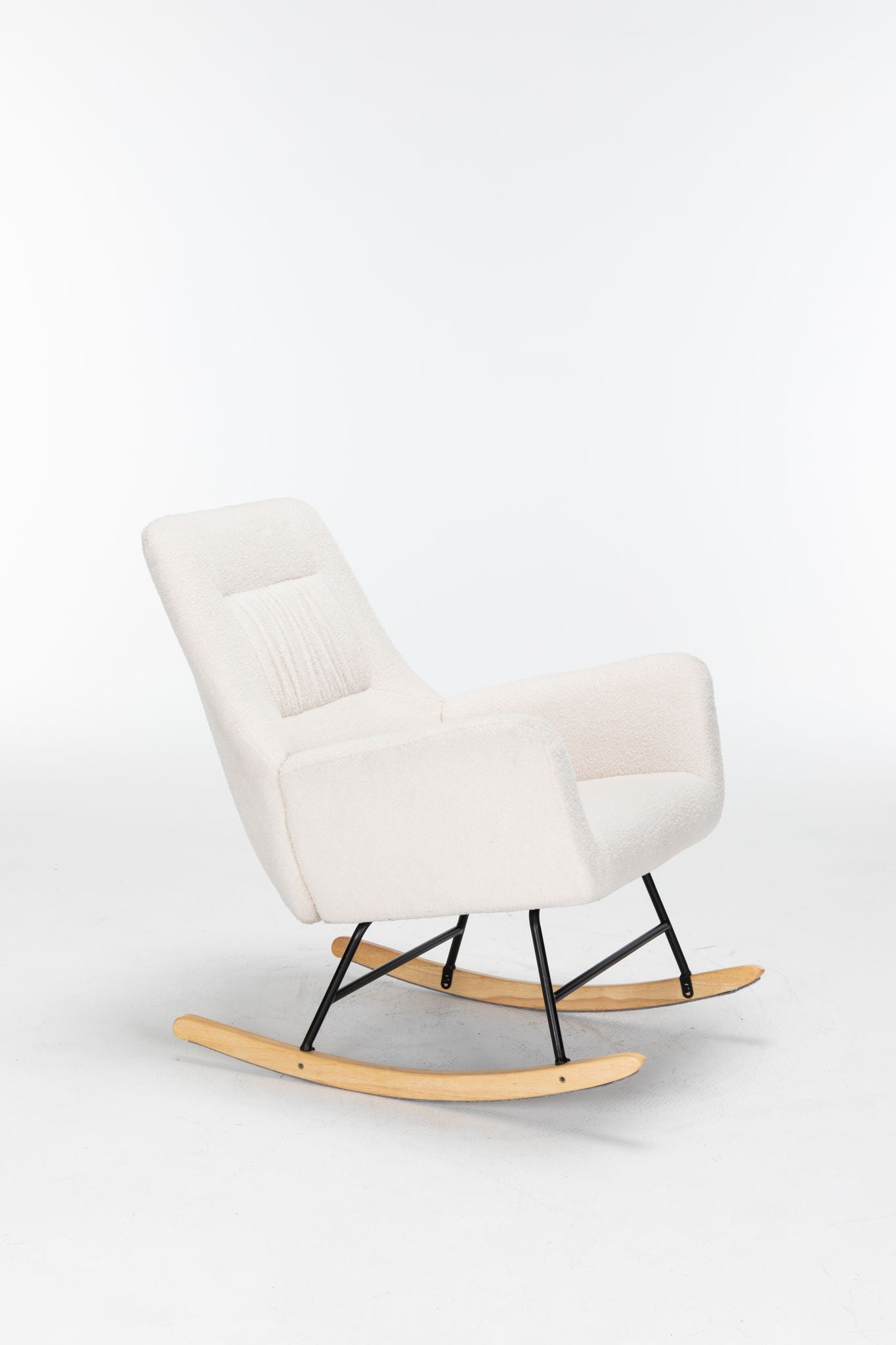 Rocking Chair Nursery, Teddy Upholstered Glider Rocker With High Backrest, Reading Chair Modern Rocking Accent Chairs Glider Recliner For Living Room - Cream - Best Buy Furniture