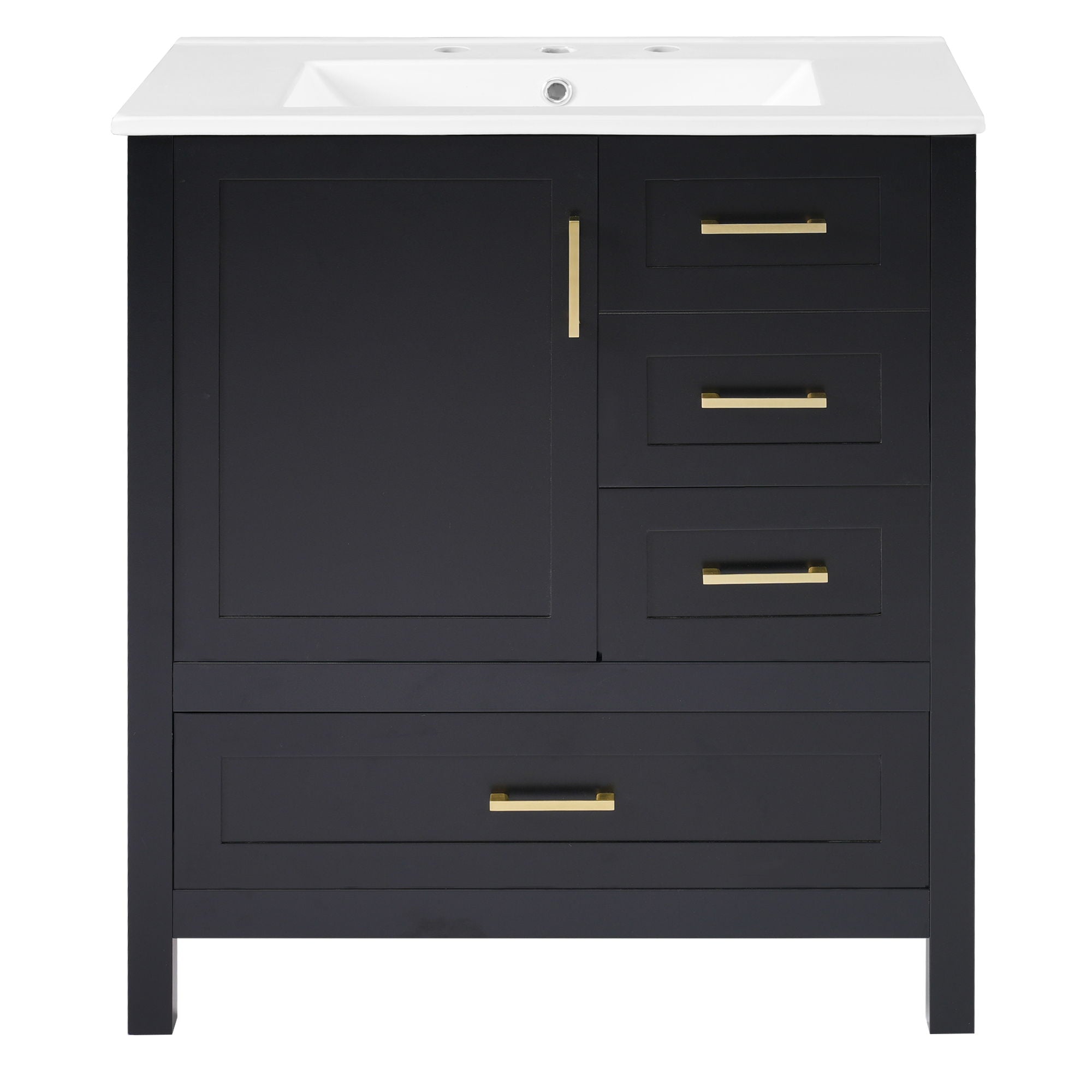 Modern Bathroom Vanity With Ceramic Sink, Solid Frame And Storage Solutions