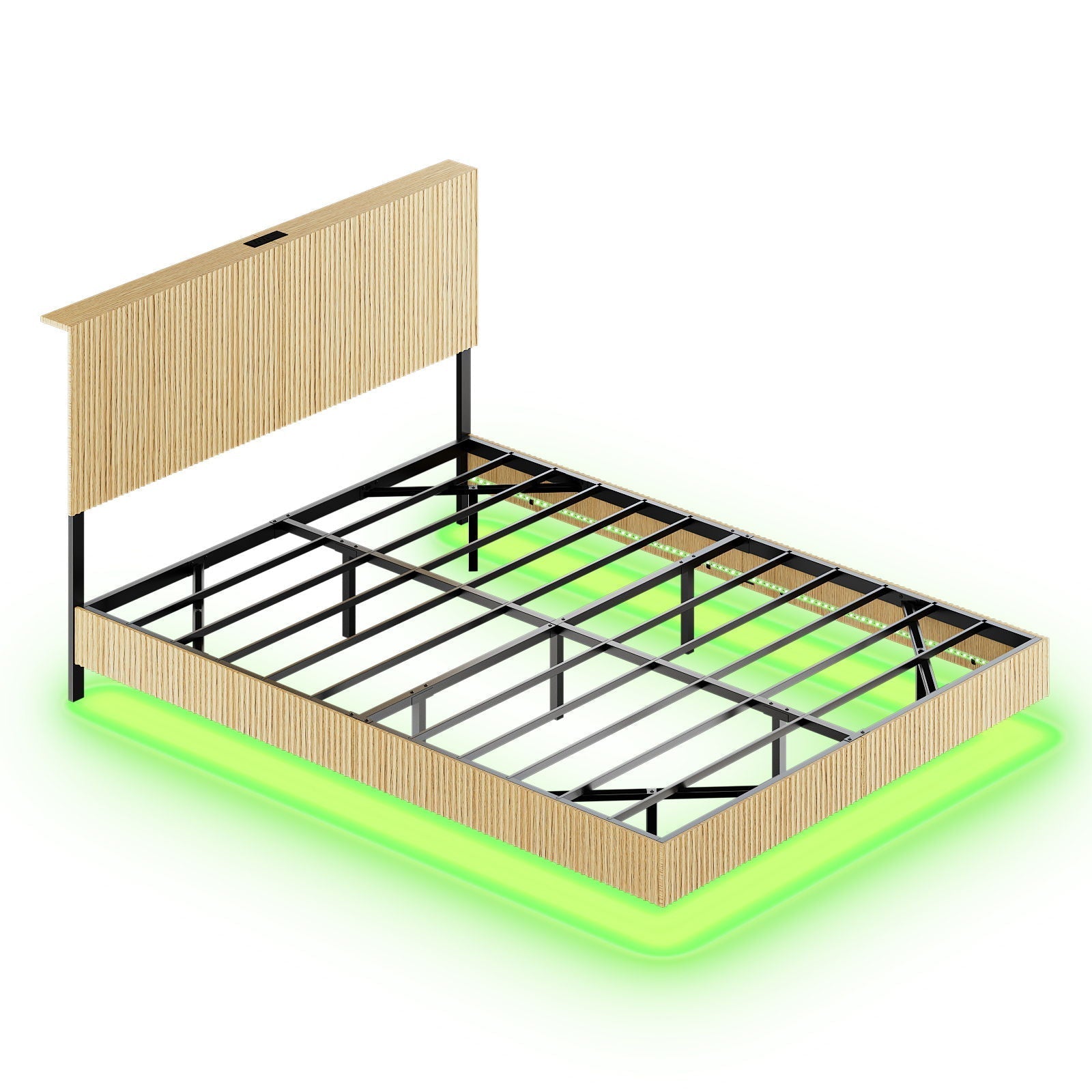 Floating Bedstead With Charging Station And LED Lights