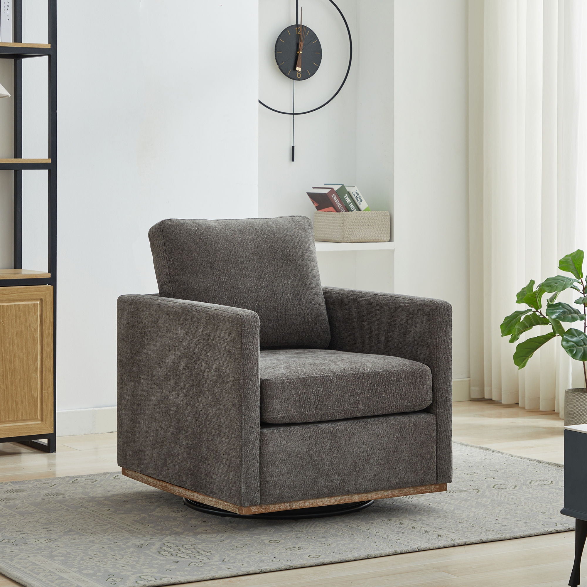 Square Upholstered Swivel Accent Chair For Living Room