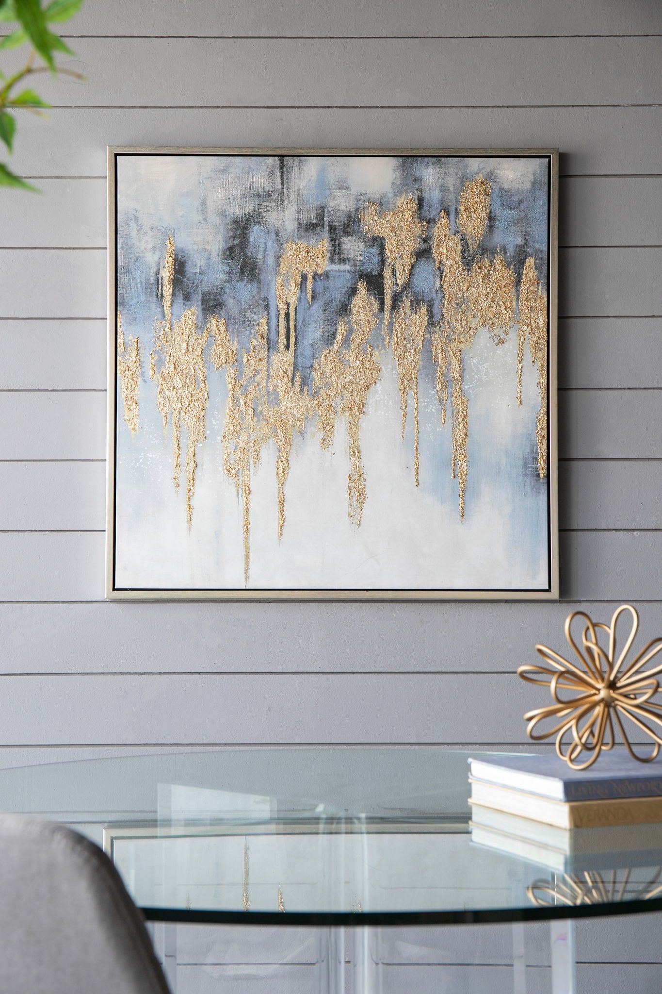 Modern Oil Painting, Square Framed Wall Art For Living Room Dining Room Office - Multicolor