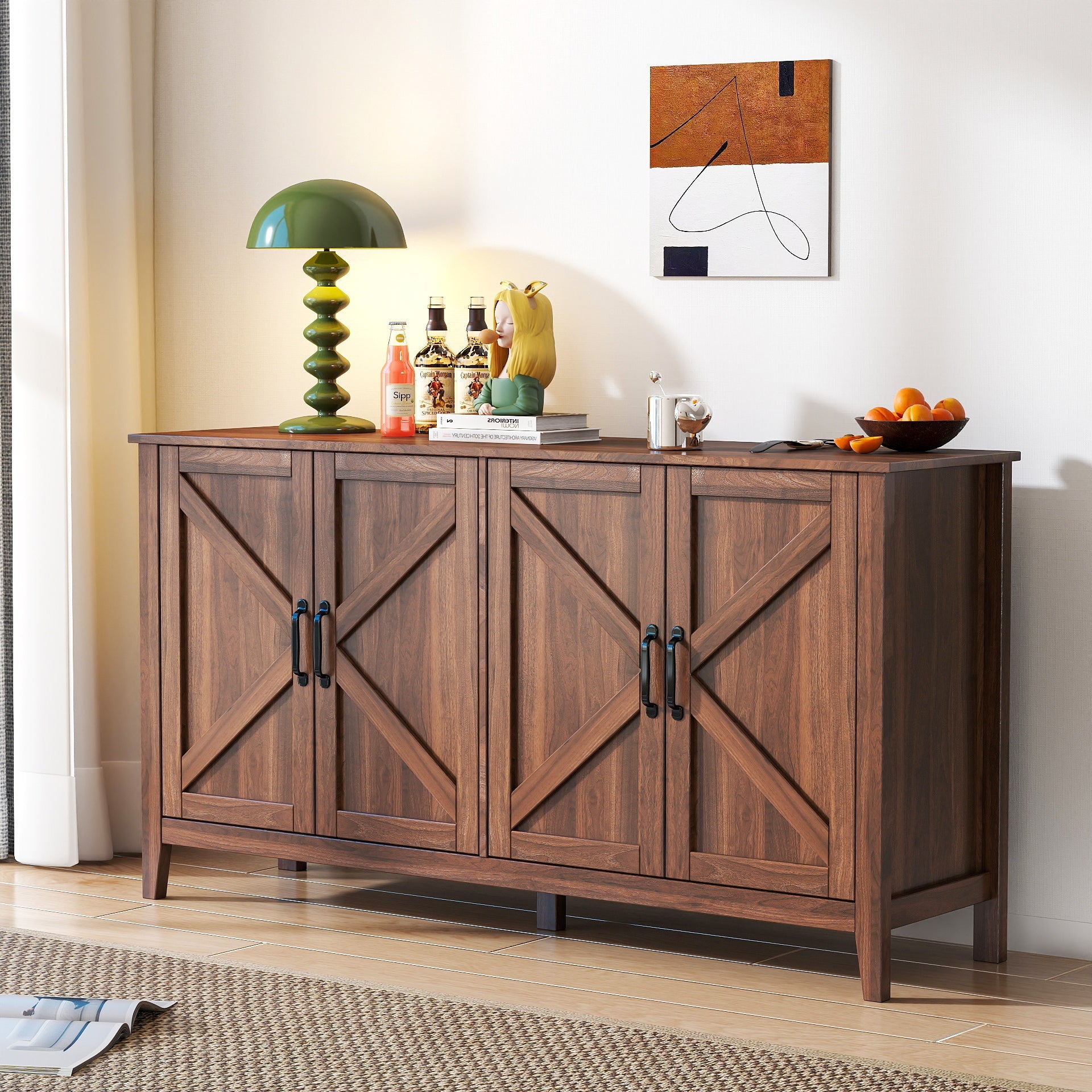 Cabinet with 4 Doors and 4 open shelves