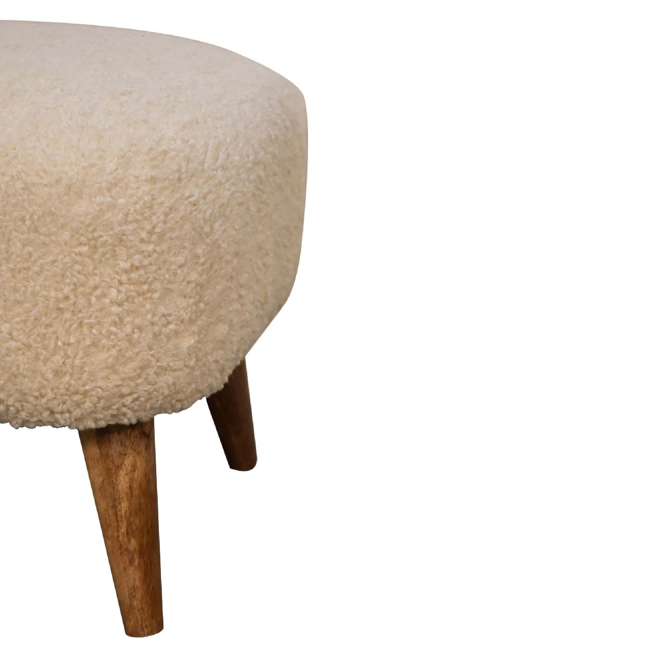 Boucle Square Footstool - Cream - Best Buy Furniture
