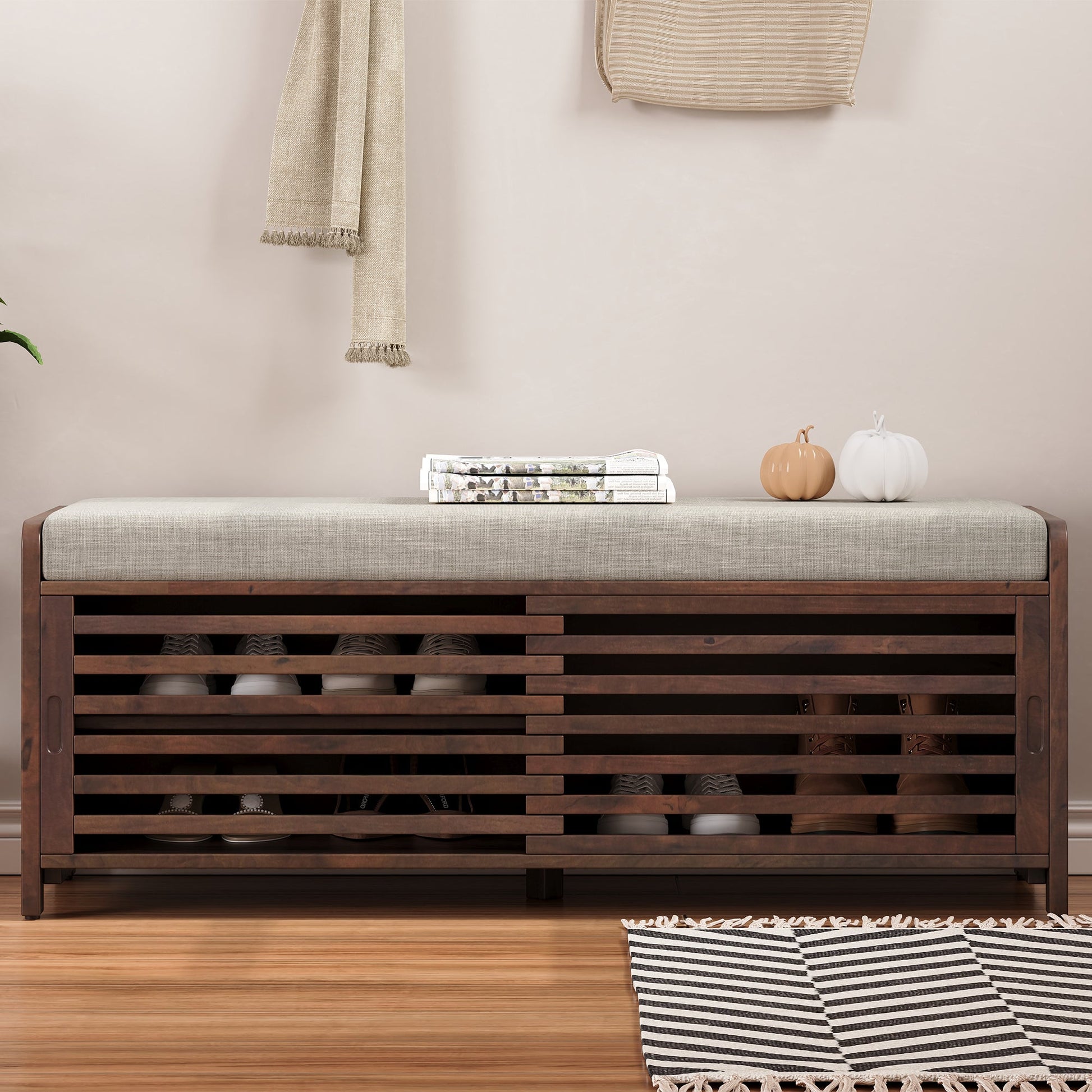 Shoe Bench with Storage and Cushion (Espresso) - Best Buy Furniture