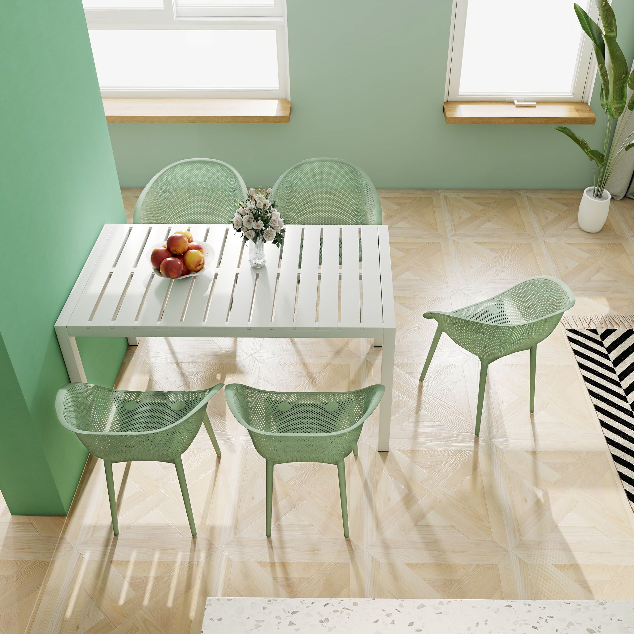 2 Piece Durable Single Chair With Mesh Hollow Out Design