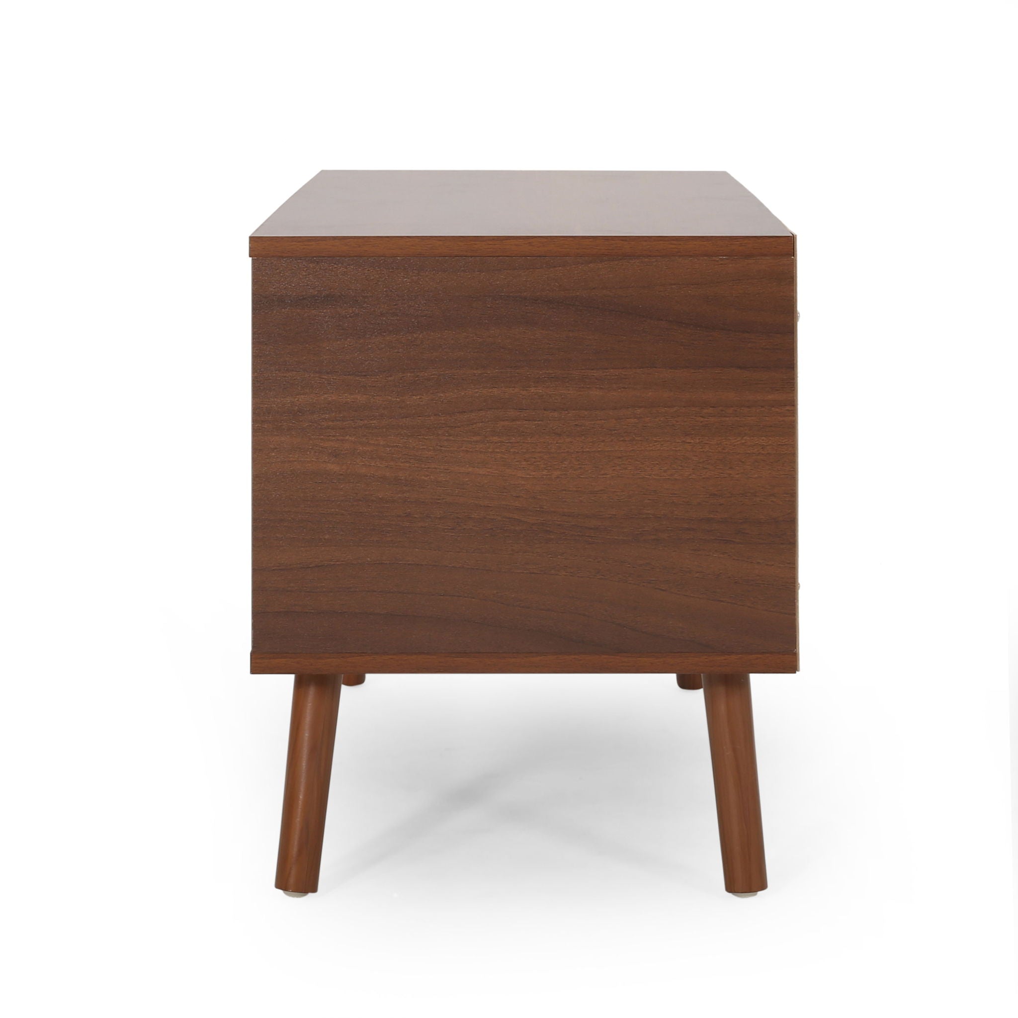 Modern 2 Door Cabinet End Table - White / Walnut
