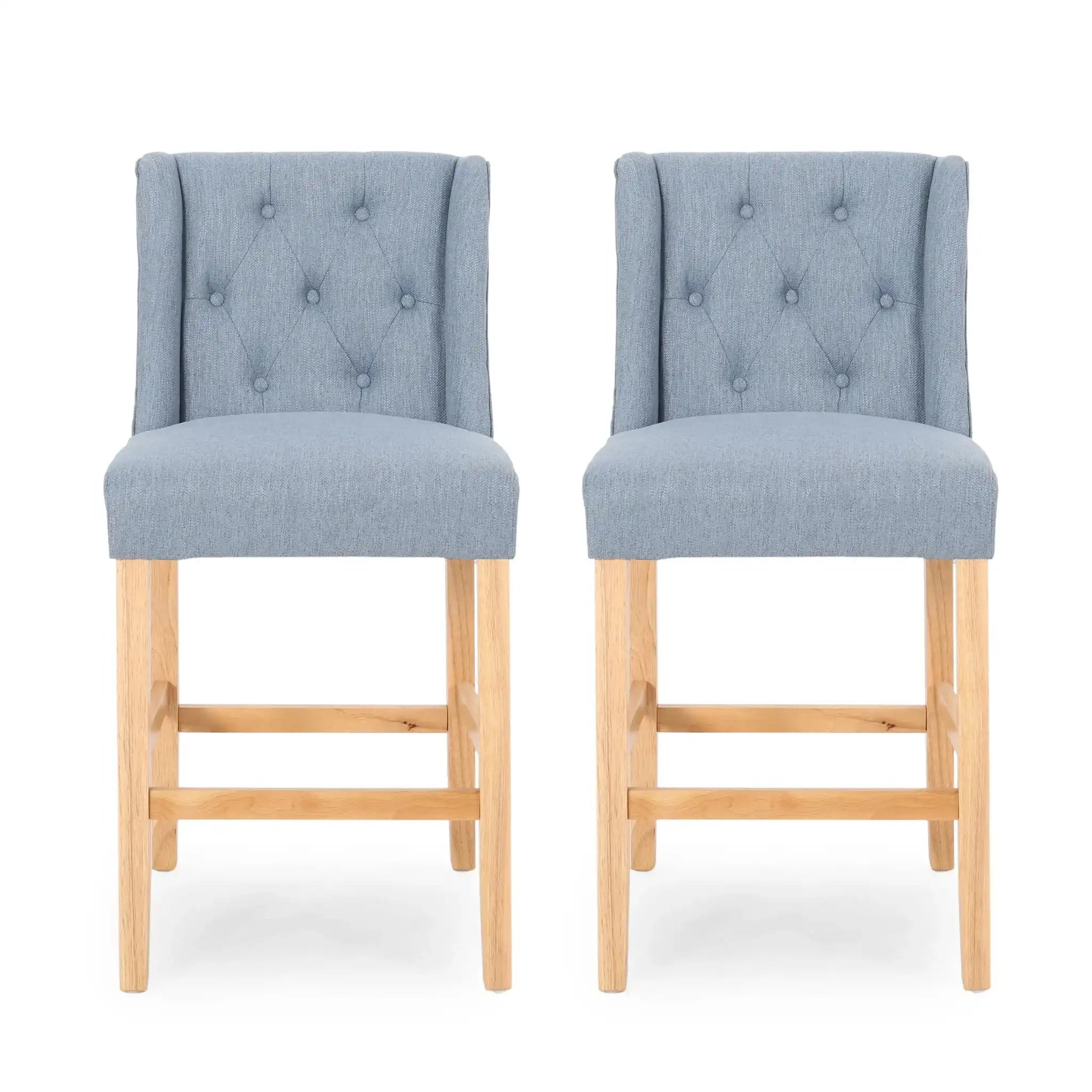 Vienna - Contemporary Fabric Tufted & Wingback Counter Stools (Set of 2)