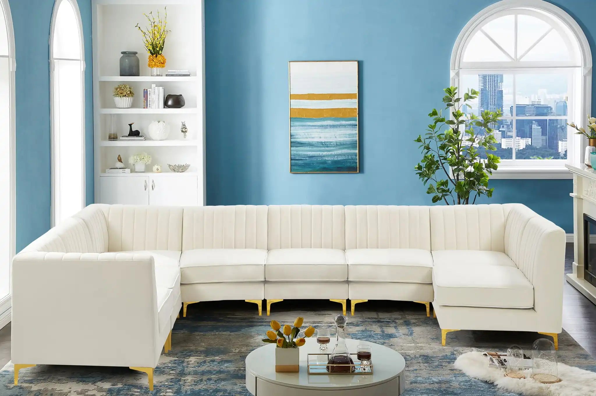 Alina - 8 Piece Velvet Modular Sectional