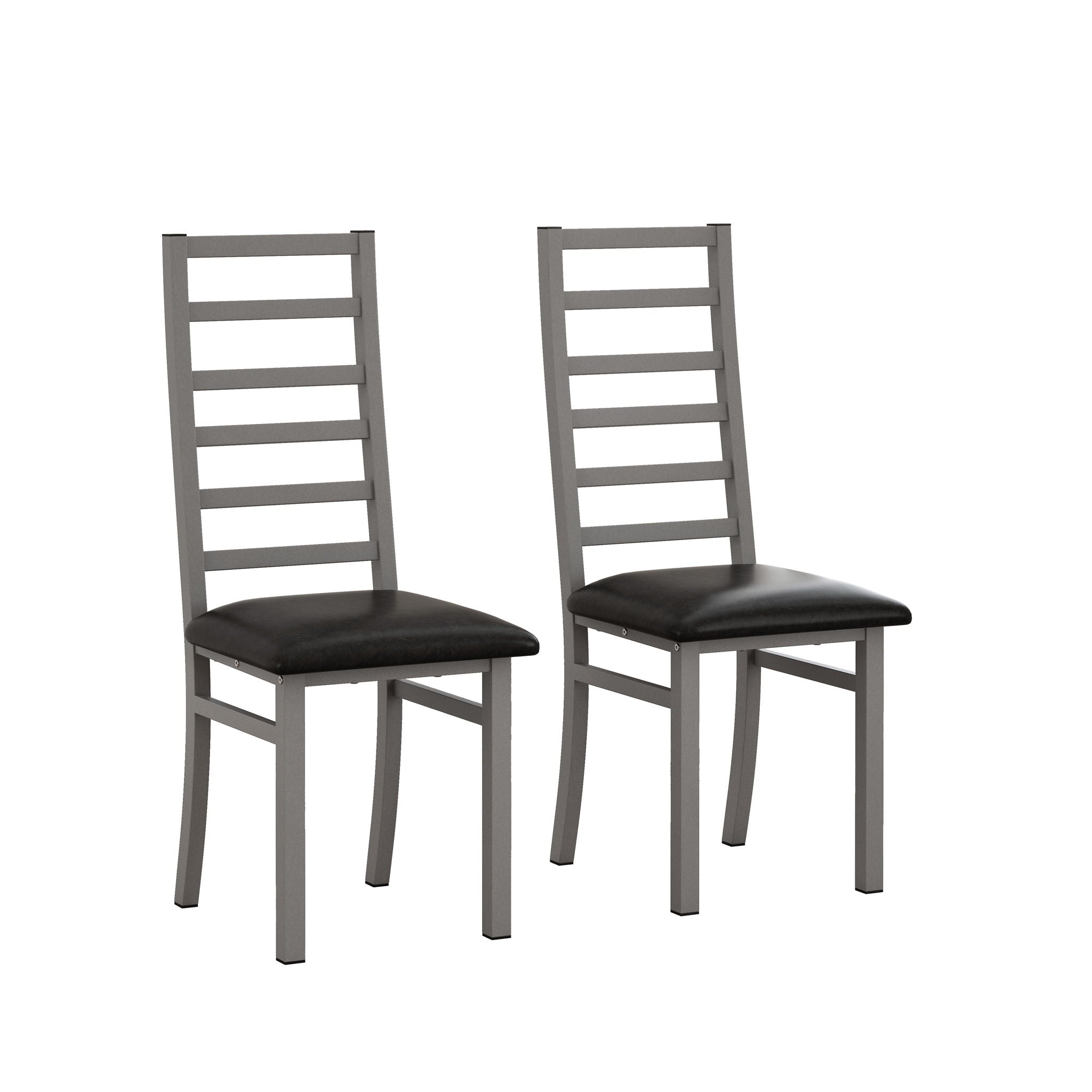 Metal Dining Chairs With Steel Legg, High Back Armless Design