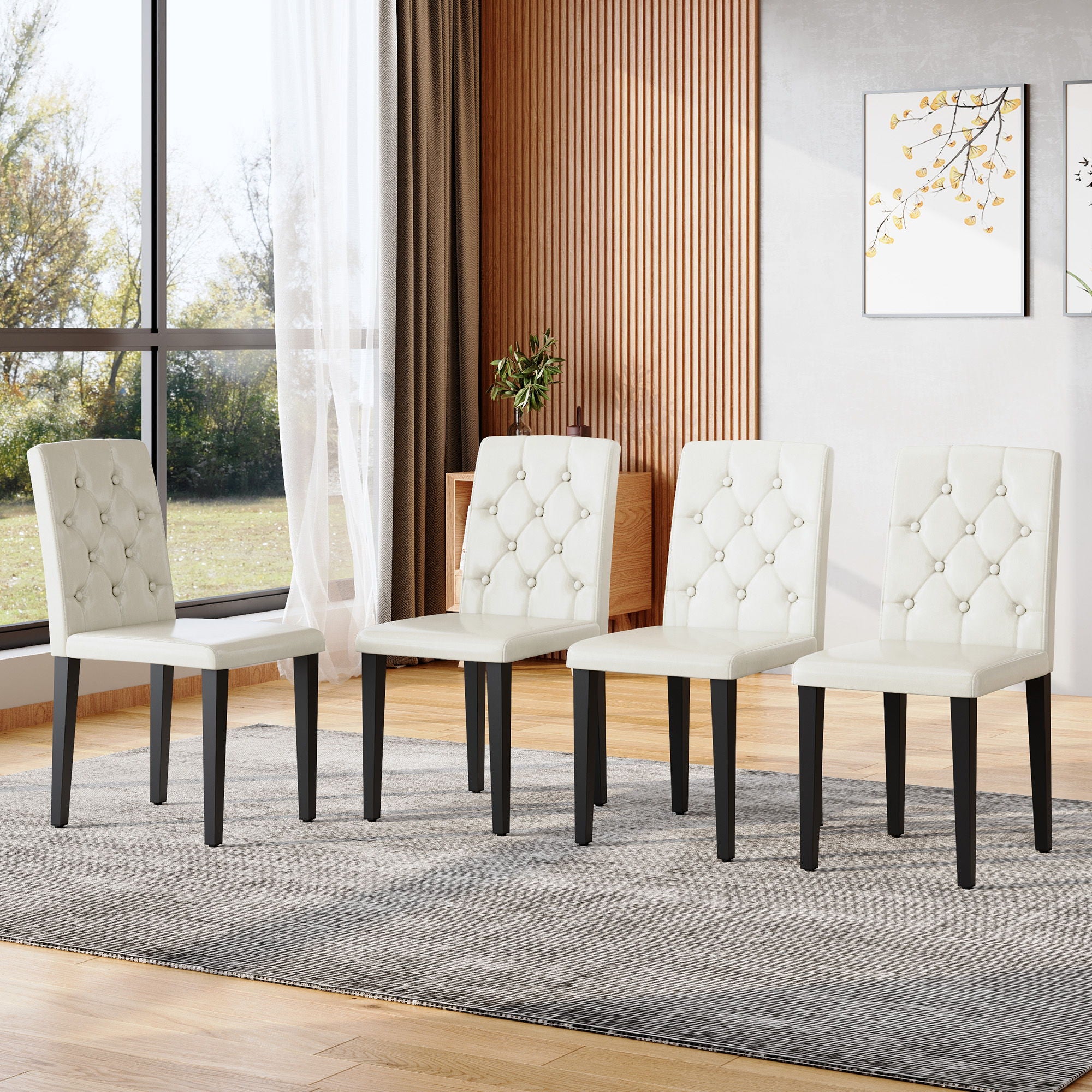 Dining Chairs With Ergonomic Buckle Backrest For Family Dining Rooms