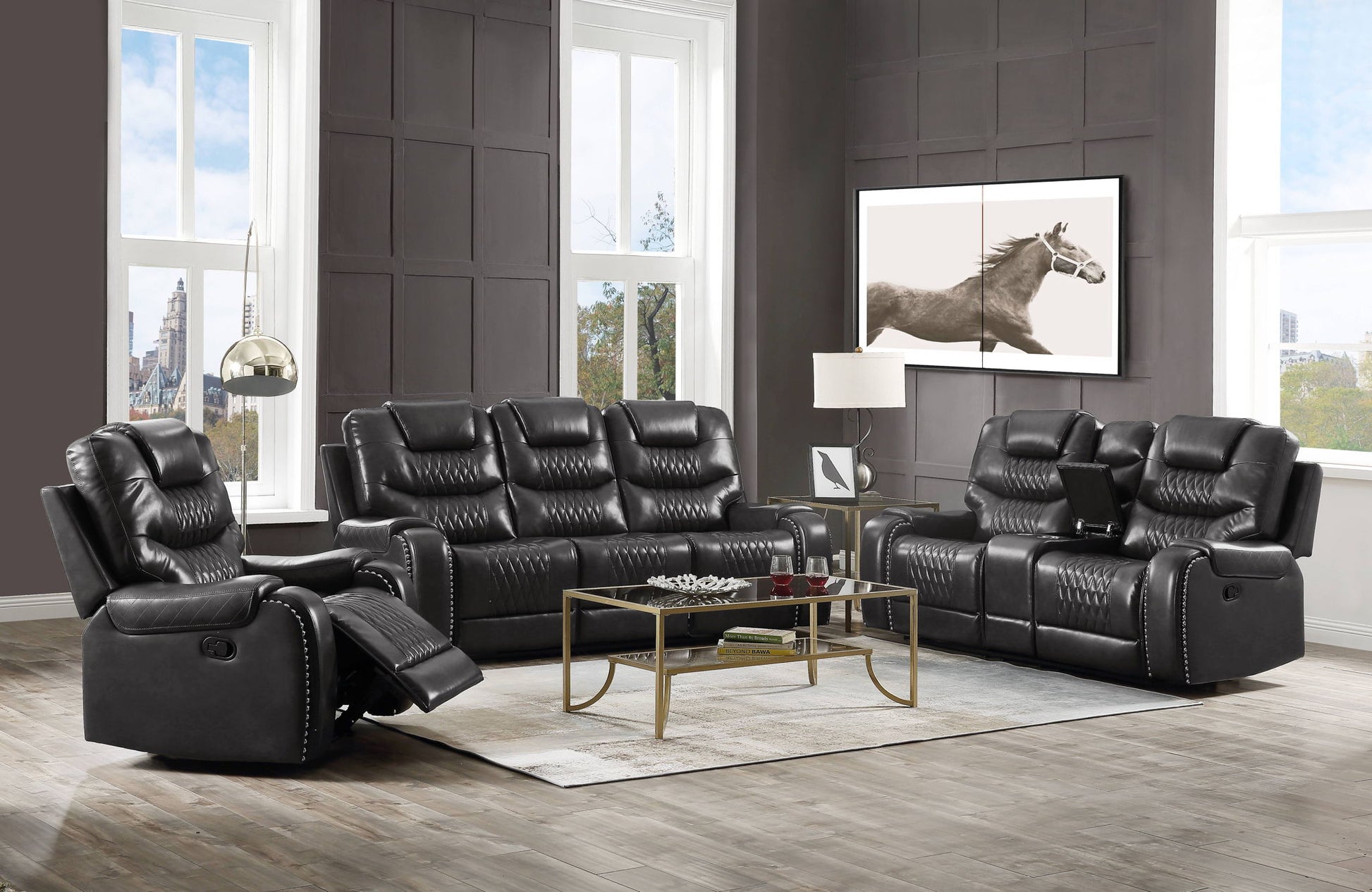 Braylon - 3 Pieces Living Room Set, Manual Recliner - Brown - Best Buy Furniture