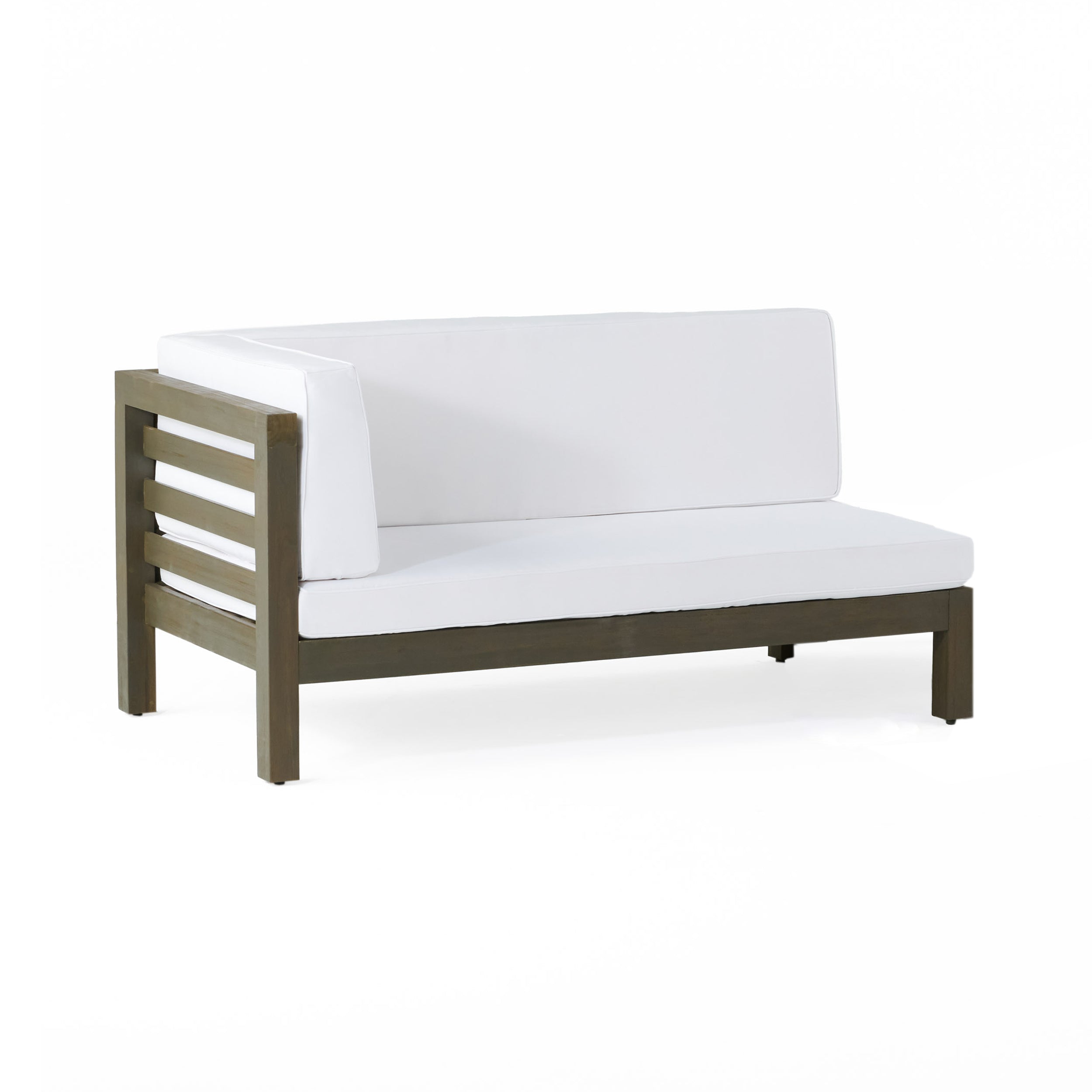 OANA Outdoor Wooden Sectional Set with Cushions, White