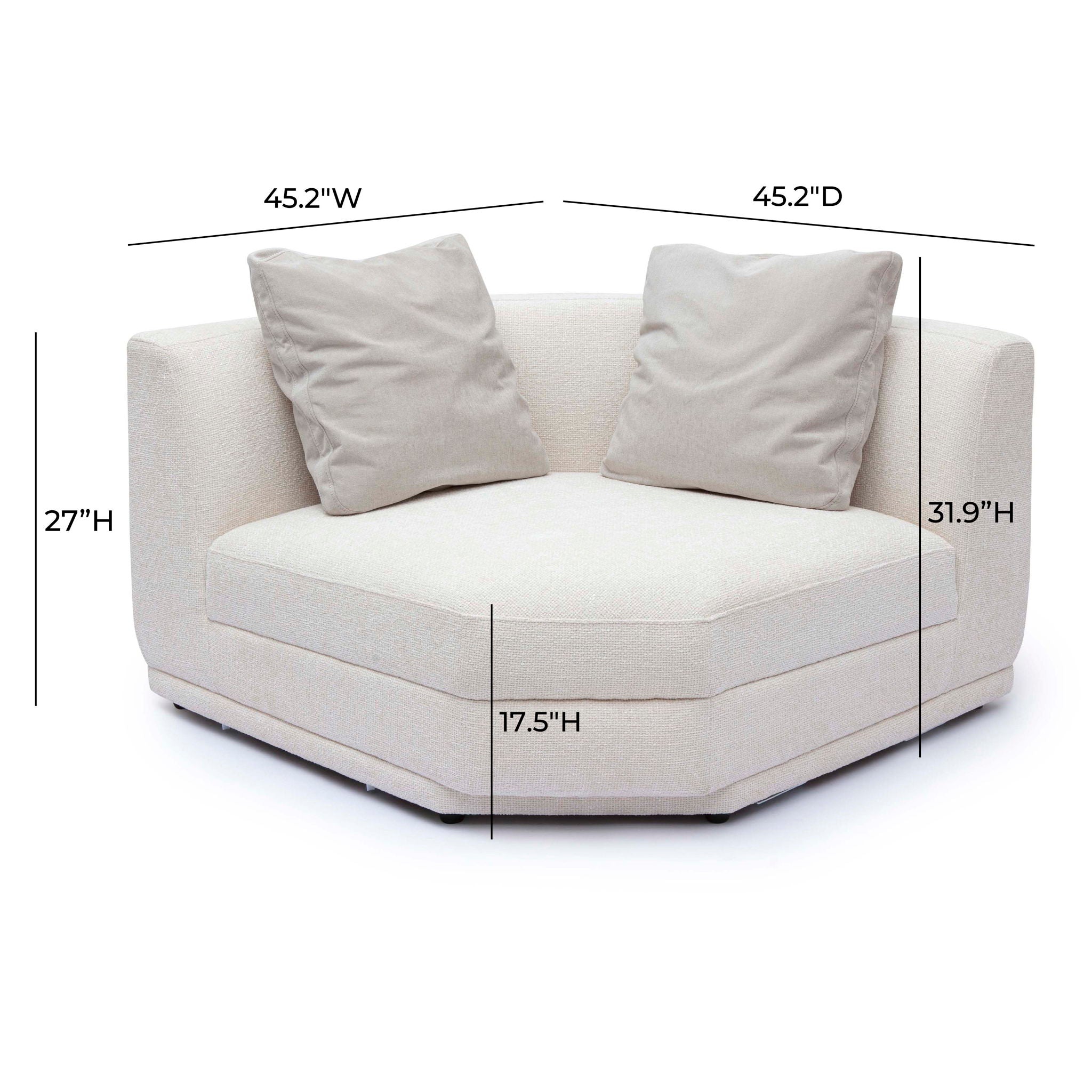 Perry - Modular Wedge Corner Chair - Cream