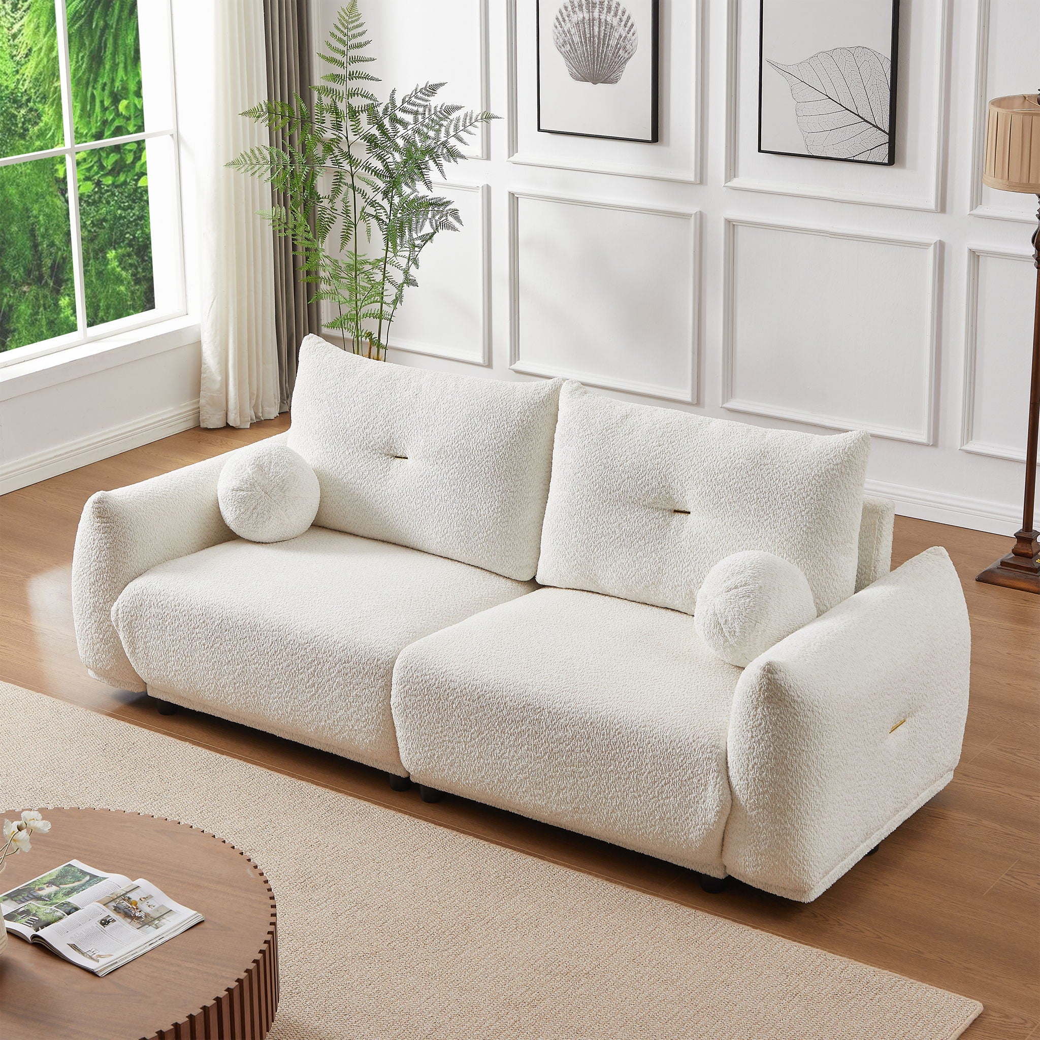 2 Seater Cushion Comfortable Sofas With 2 Cushions And 2 Ball Pillows
