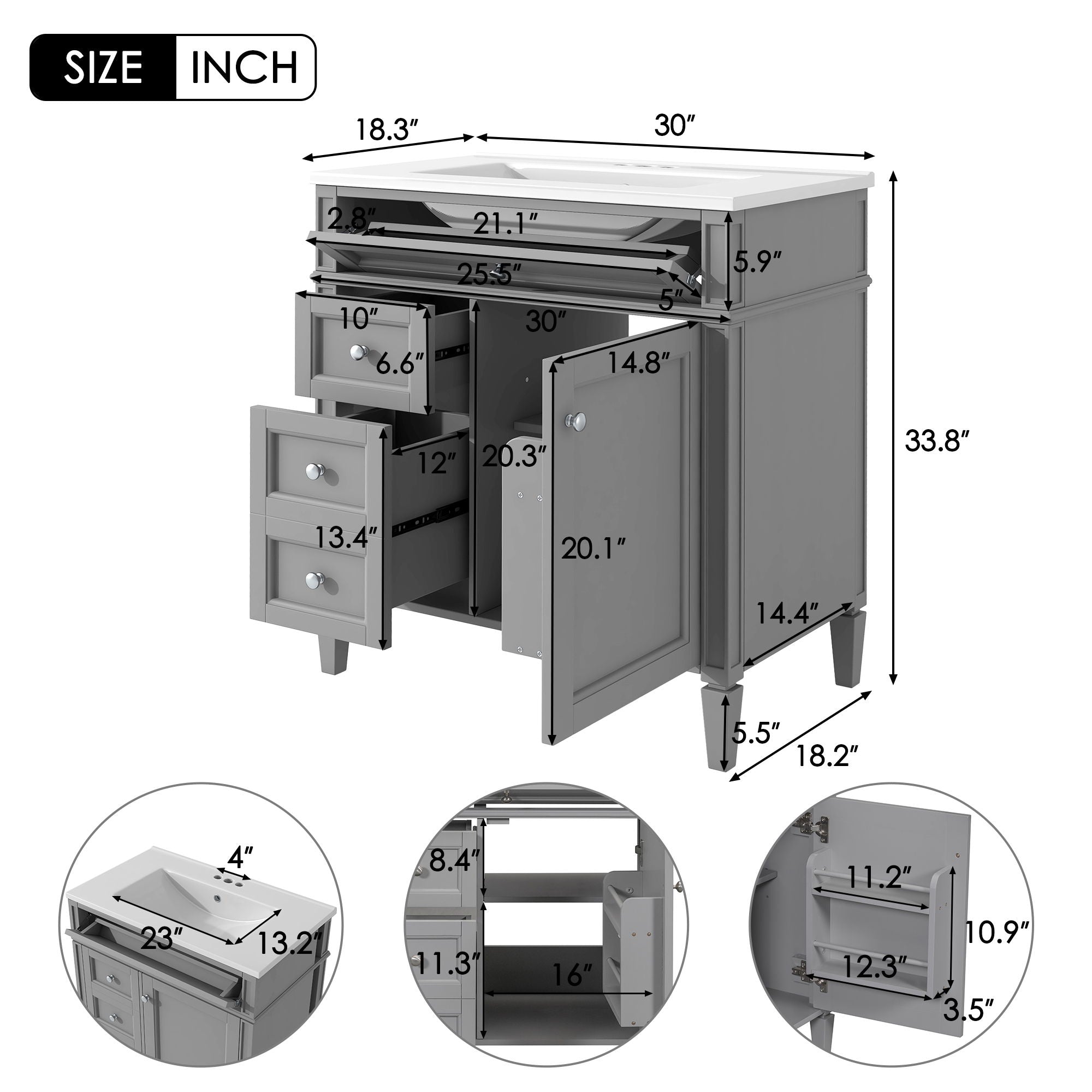 Bathroom Vanity With Medicine Cabinet, Royal Blue Mirror Cabinet, Modern Bathroom Storage Cabinet With 2 Soft Closing Doors And 4 Drawers