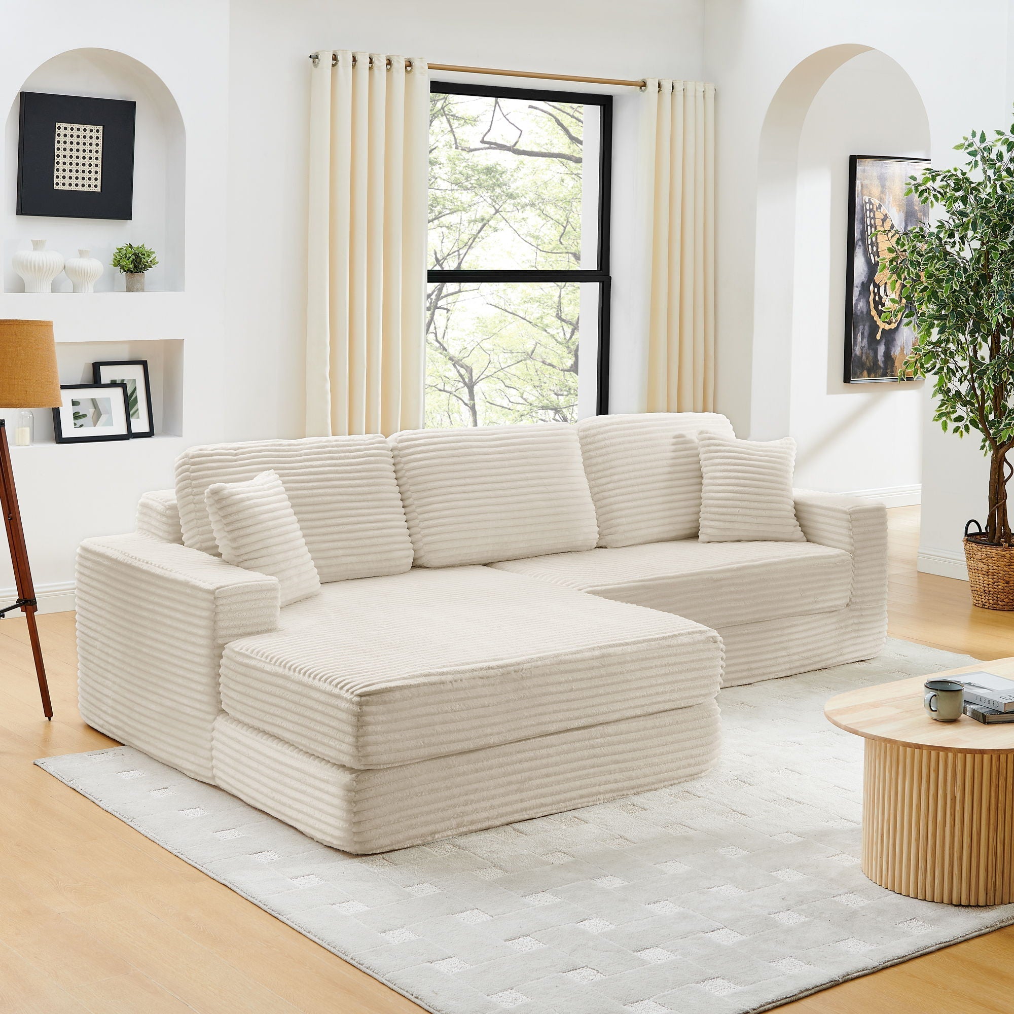 Modern Minimalist L Shape Modular Sectional Sofa, Couch