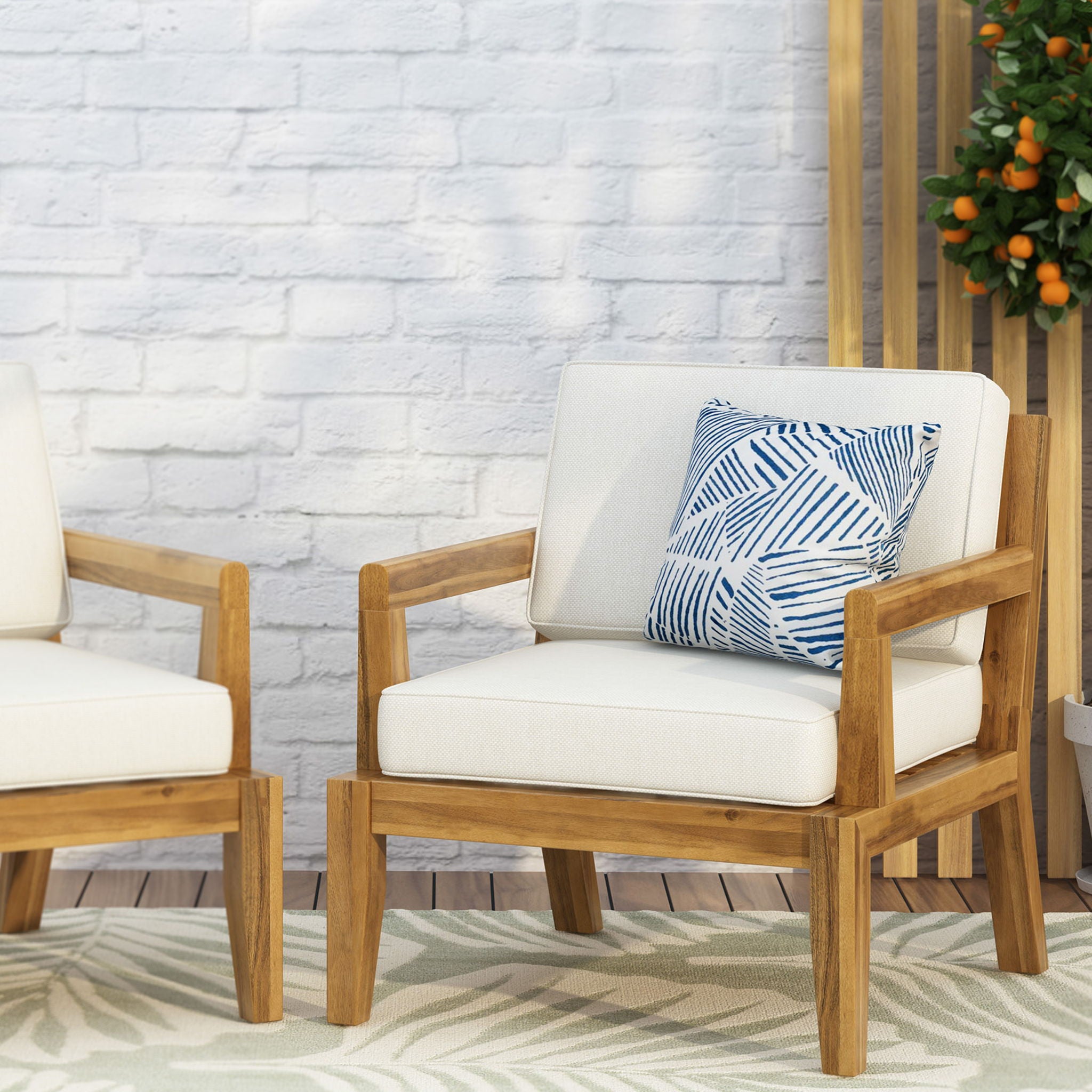 Outdoor Club Chair With Cushions (Set of 2) - Beige
