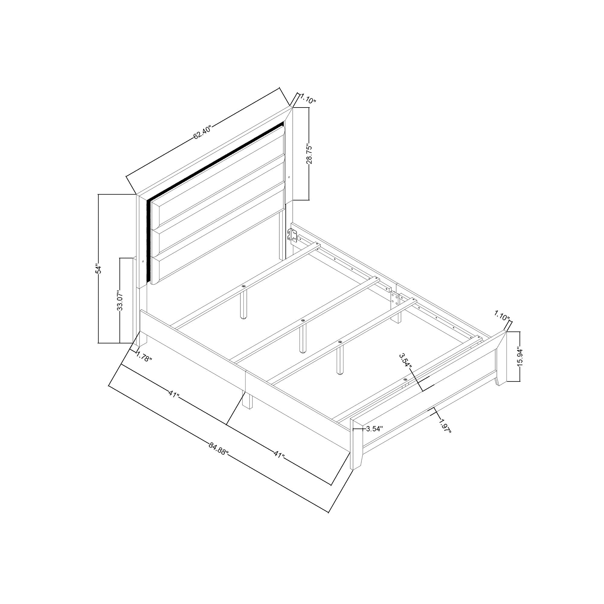 Carlos - Queen Bed With LED - Black