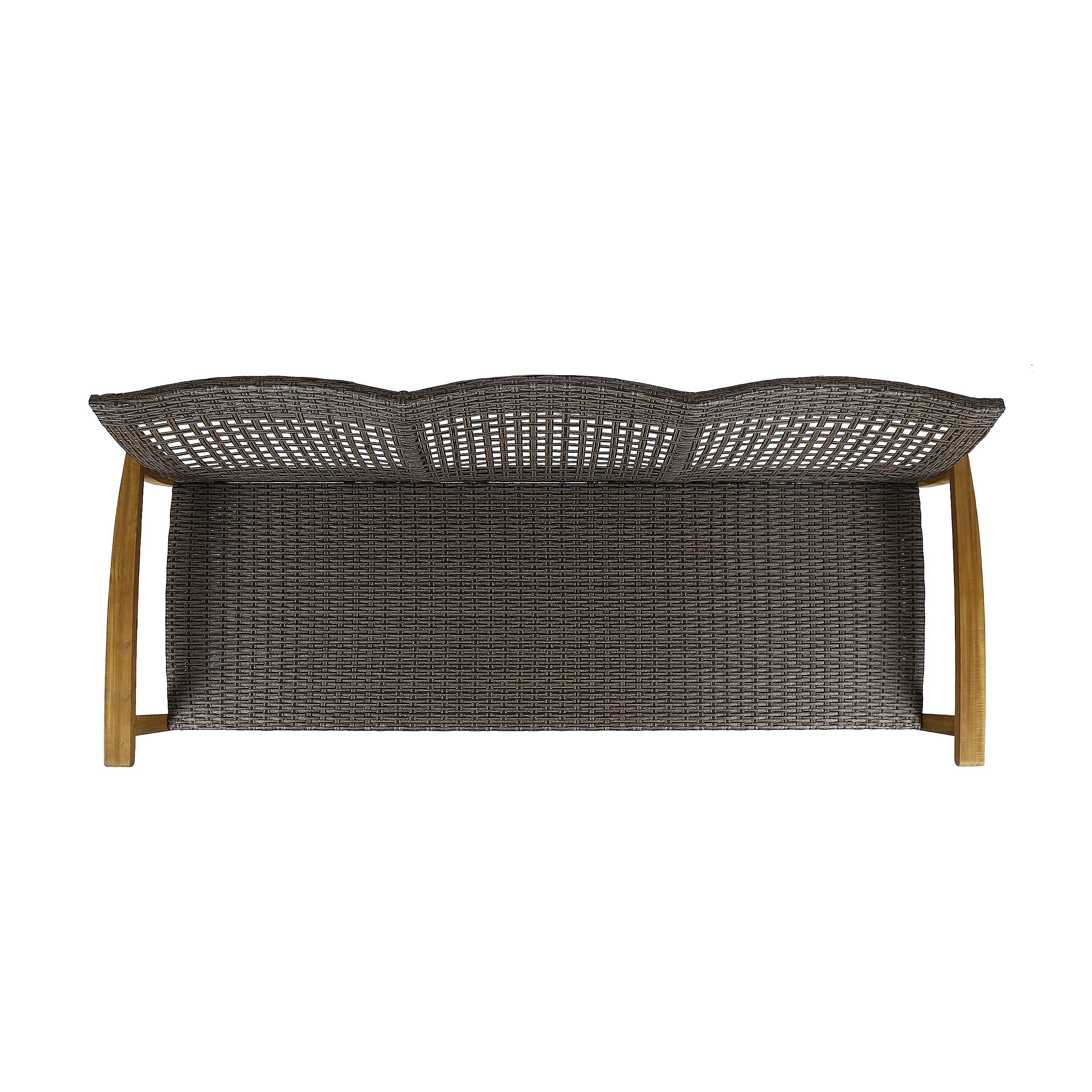 Handwoven Wicker and Acacia Outdoor Sofa