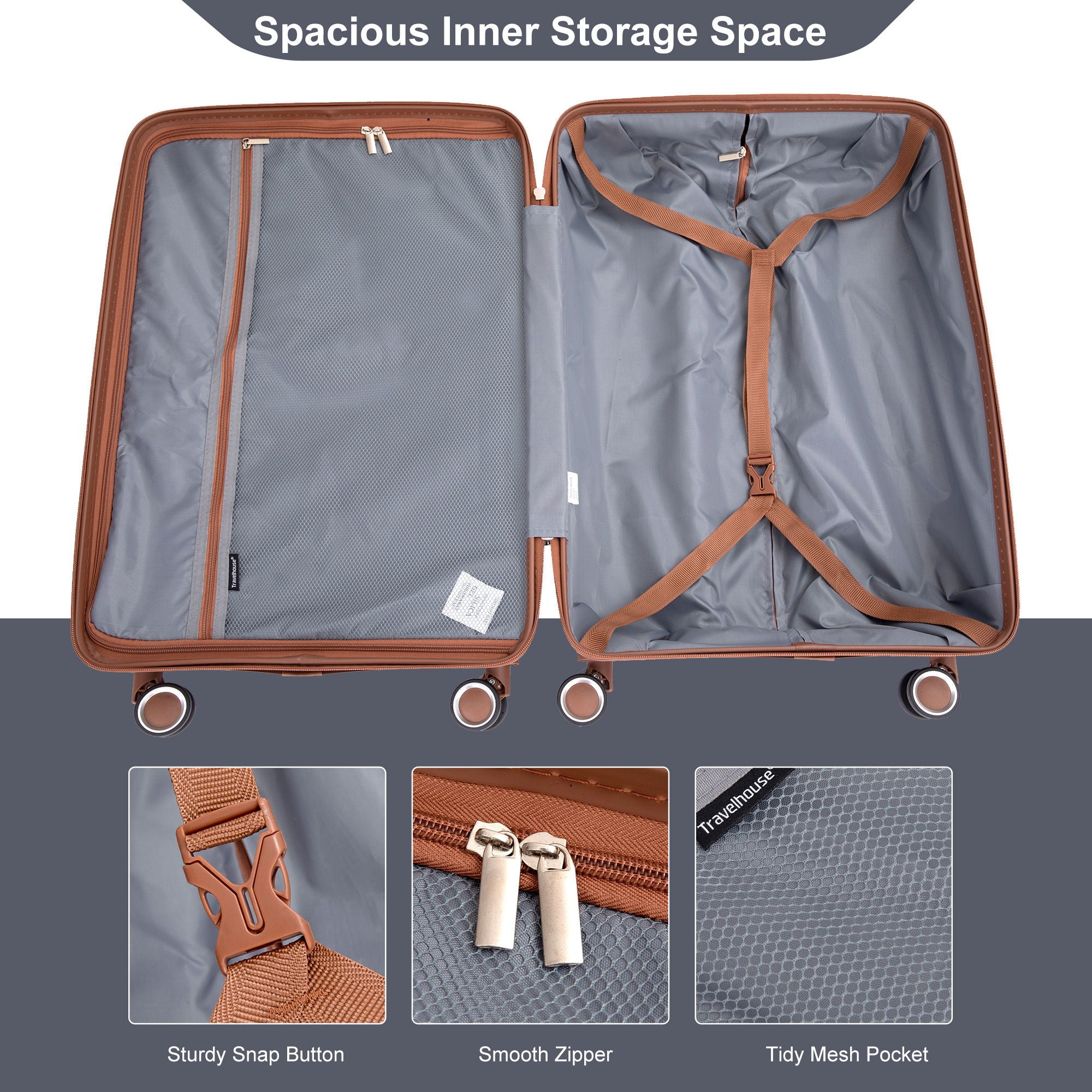 5 Piece Set Hardshell Carry On Luggage Set With Tsa Lock