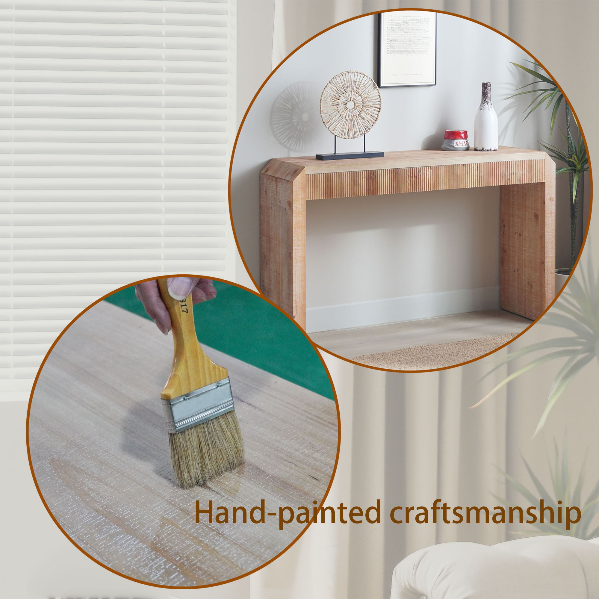Rustic Modern Console Table With Drawer Storage - Natural Wood