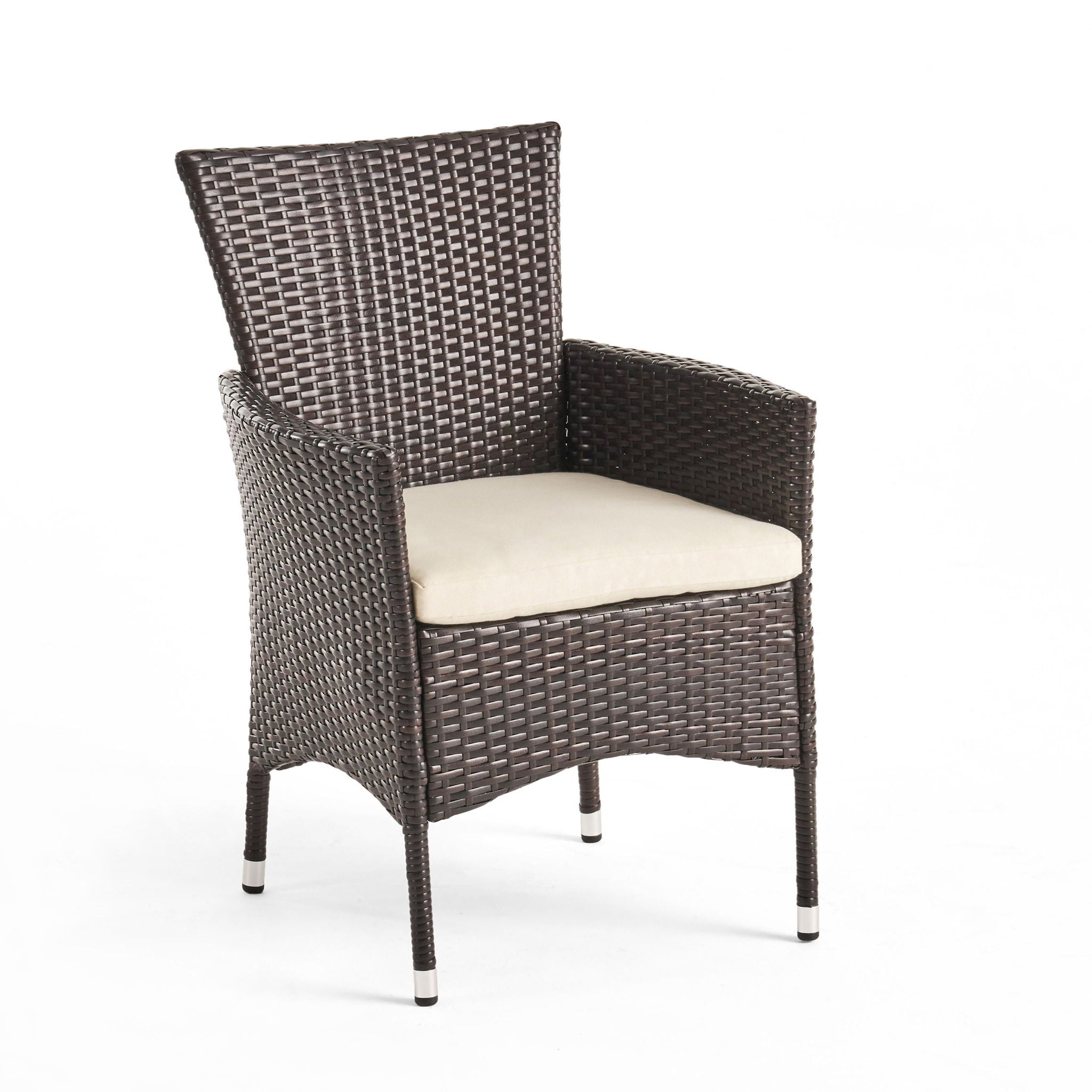 Clementine - Outdoor Wicker Dining Chairs Set With Water Resistant Cushions (Set of 2) - Brown Multi