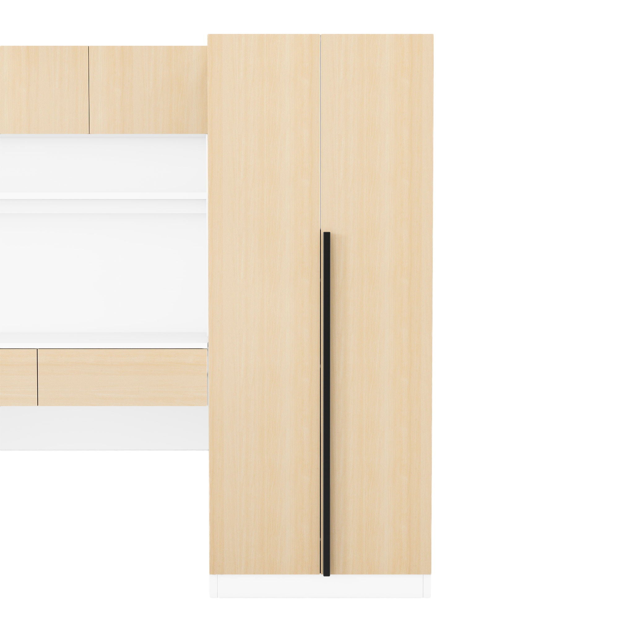 2 Door Storage Desk Wardrobe For Bedroom With Shelves And Drawers