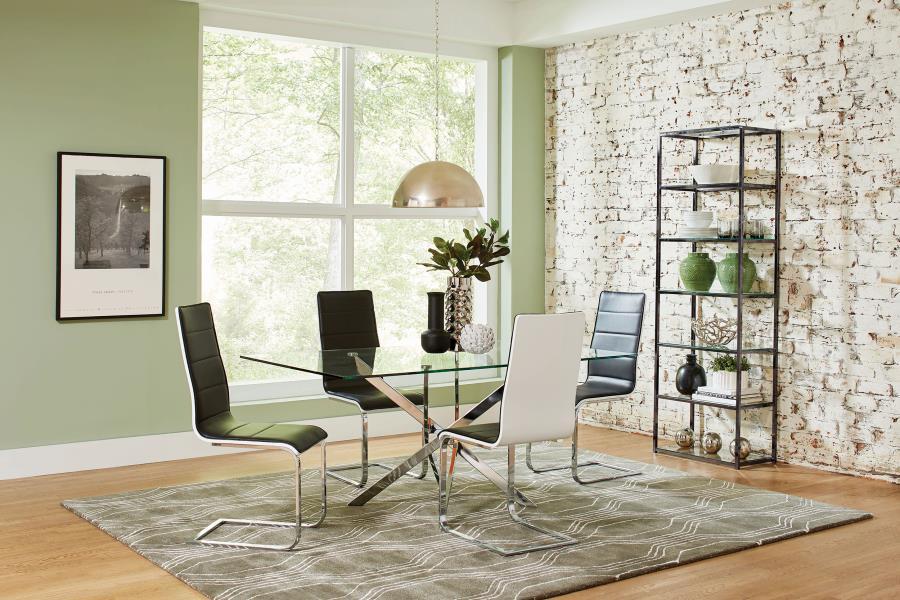 Carmelo - Rectangular Glass Top Dining Table - Chrome