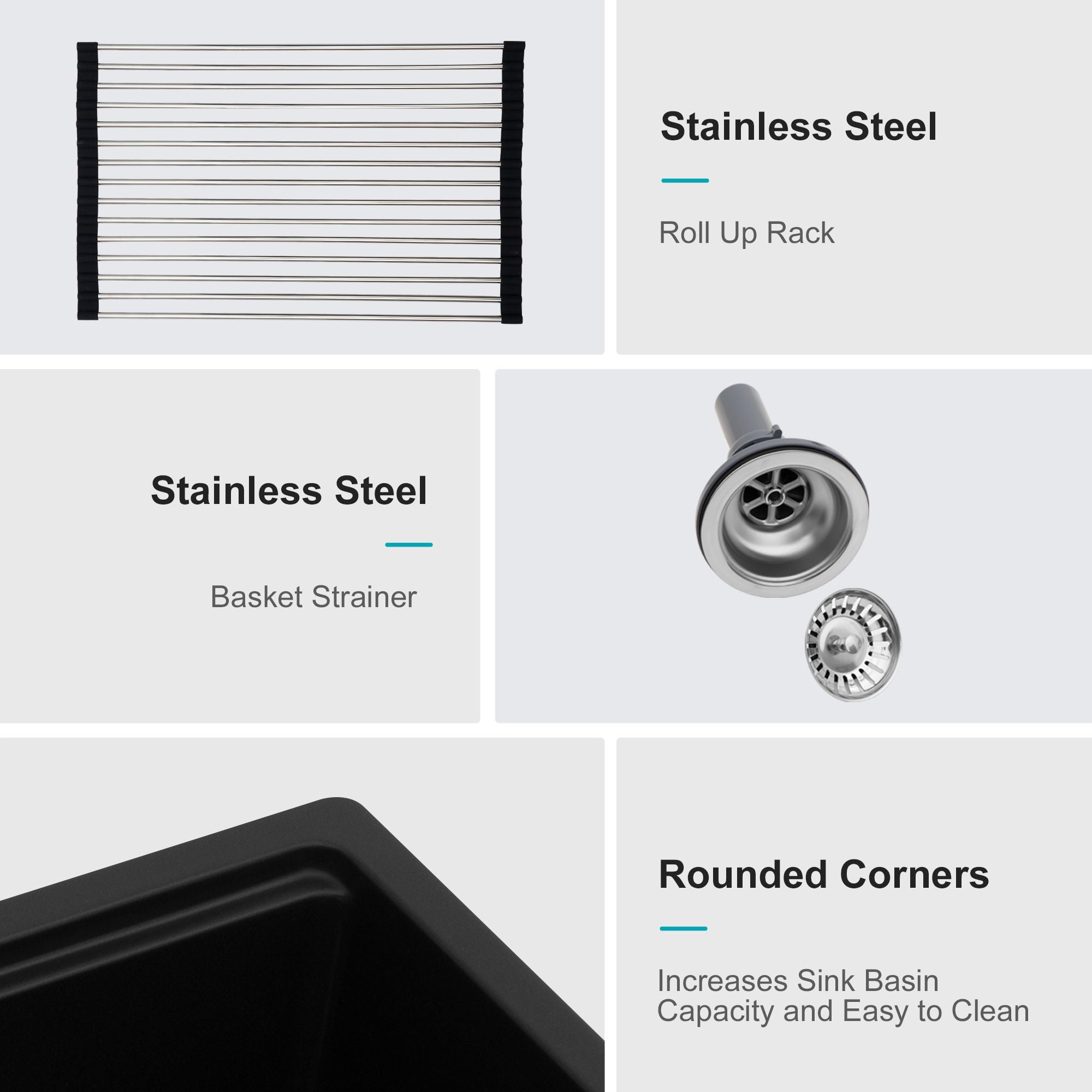 Quartz Kitchen Sink, Composite Workstation, Undermount