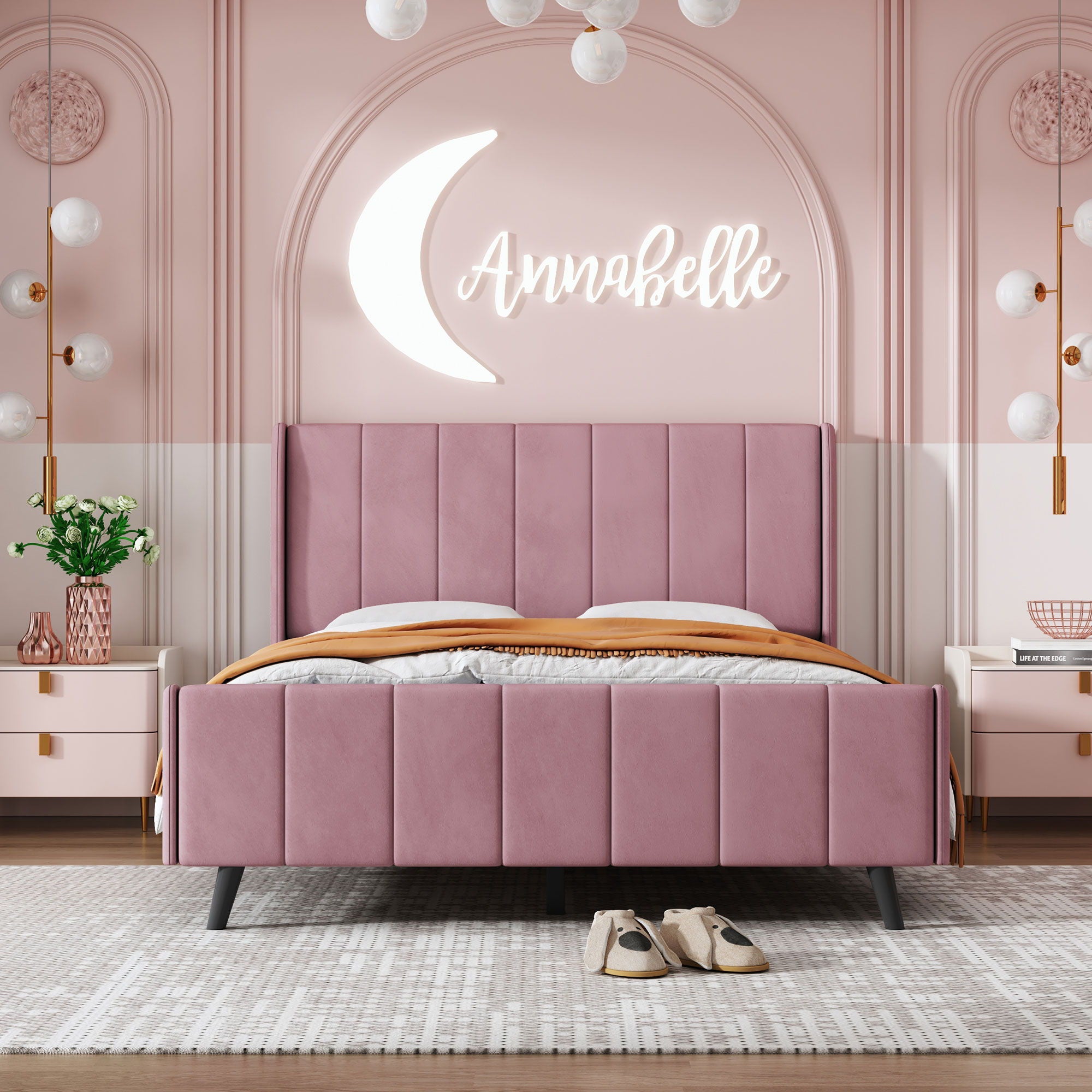 Upholstered Platform Bed Velvet