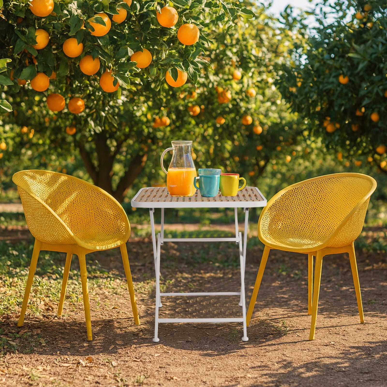 2 Pack Lounge Chair Set & Folding Square Table