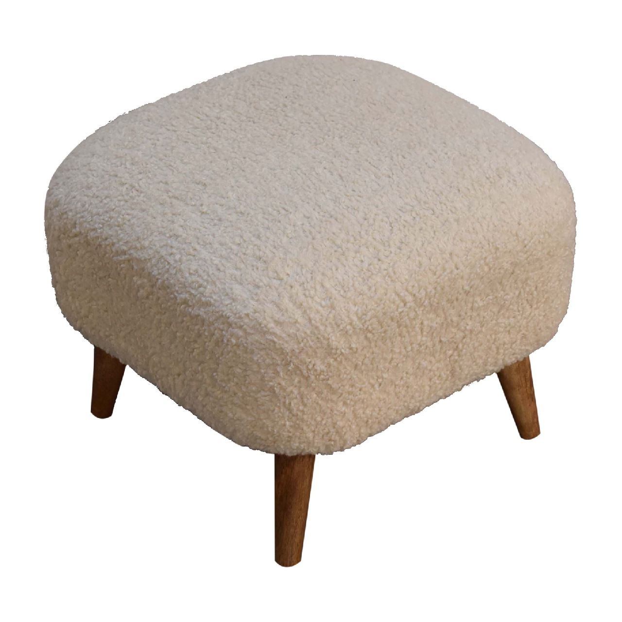 Boucle Square Footstool - Cream - Best Buy Furniture