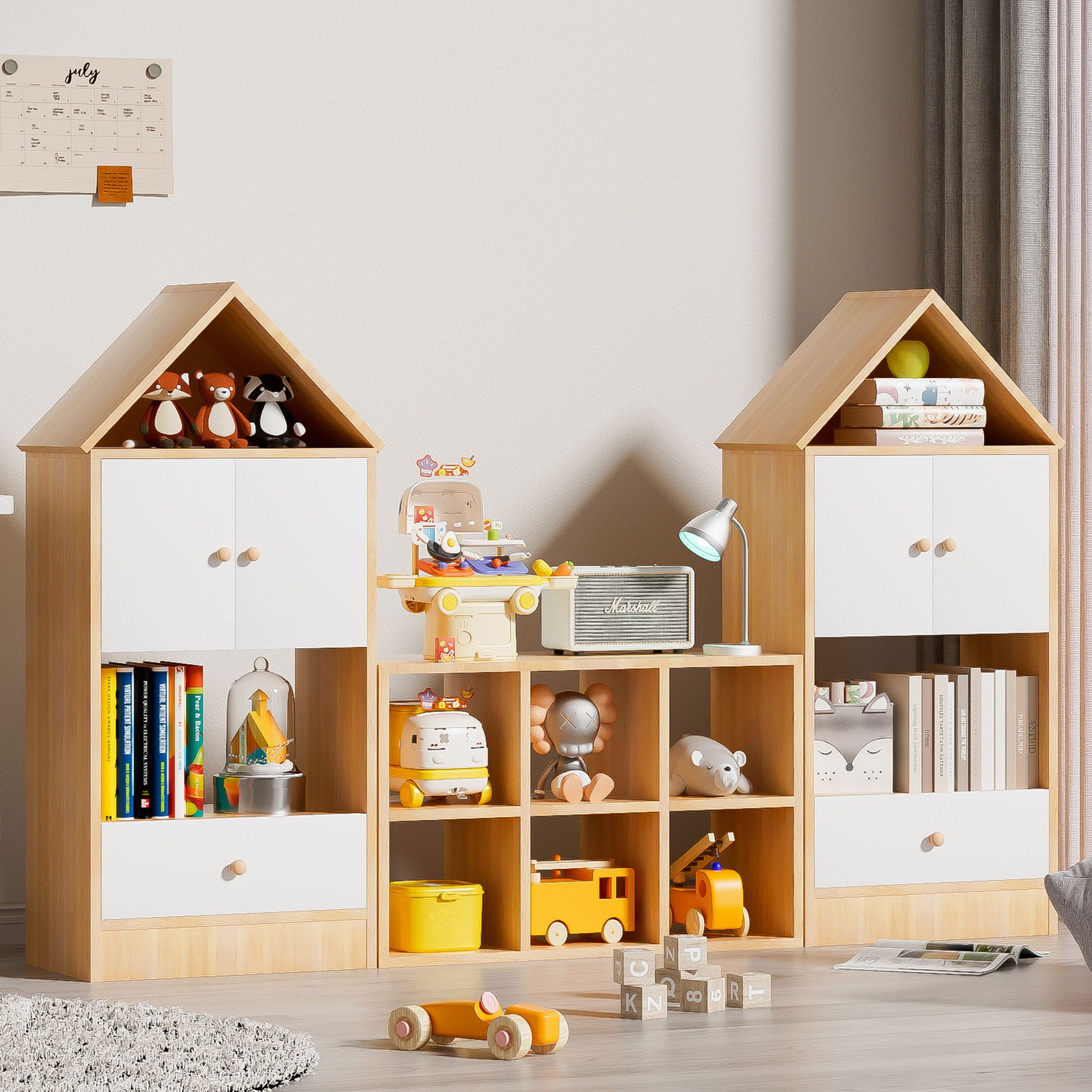 Versatile Children's Bookshelf With House Shaped Design, Multi Functional Storage For Books And Toys