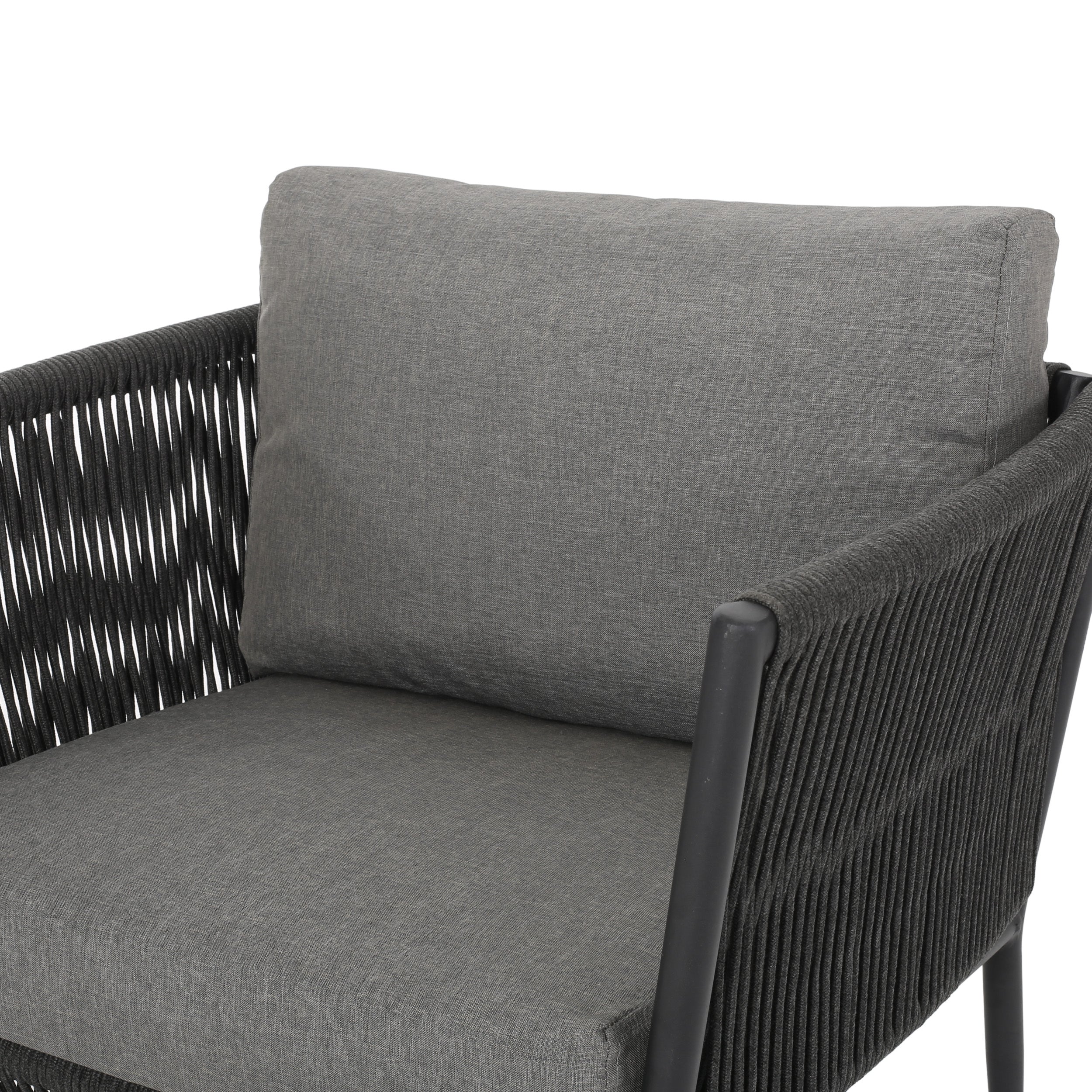 Hanford Modern Club Chair with Woven Rope Design in Grey